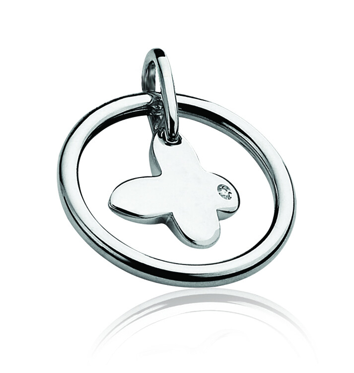 ZINZI DIAMONDS silberner Anhänger Diamant Schmetterling weiß ZDH55