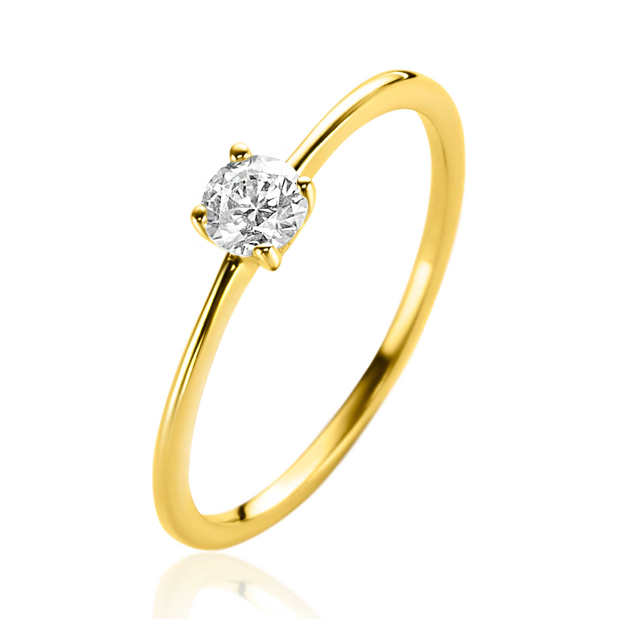 ZINZI Gold ring met zirc. in vierpoot chaton mt.54