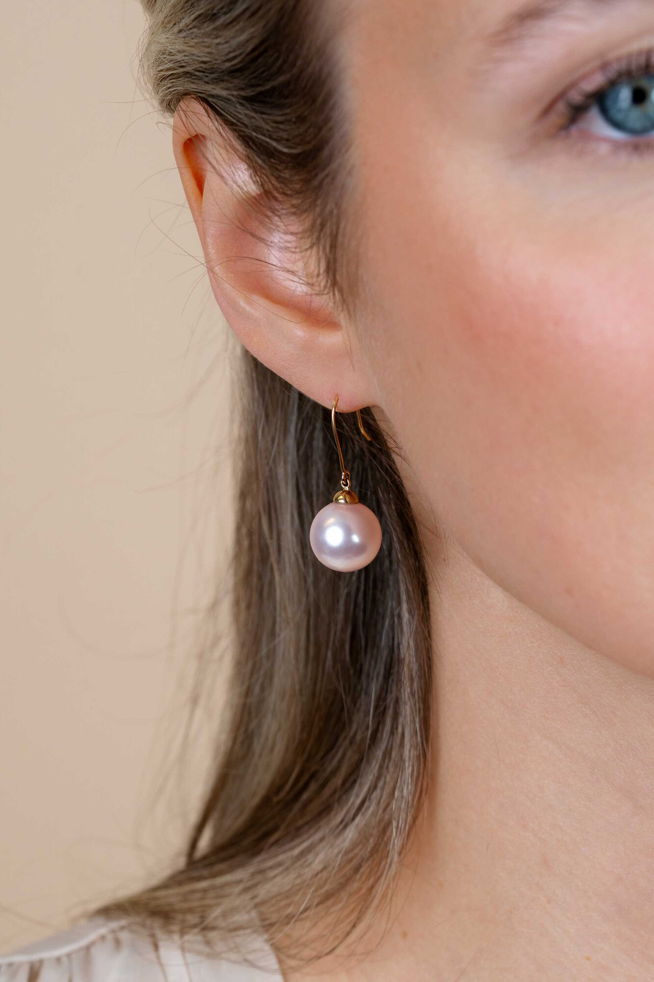 30mm ZINZI Gold 14 Karat goldene Ohrhänger mit runder rosa Swarovski-Kristallperle 12mm ZGO25R