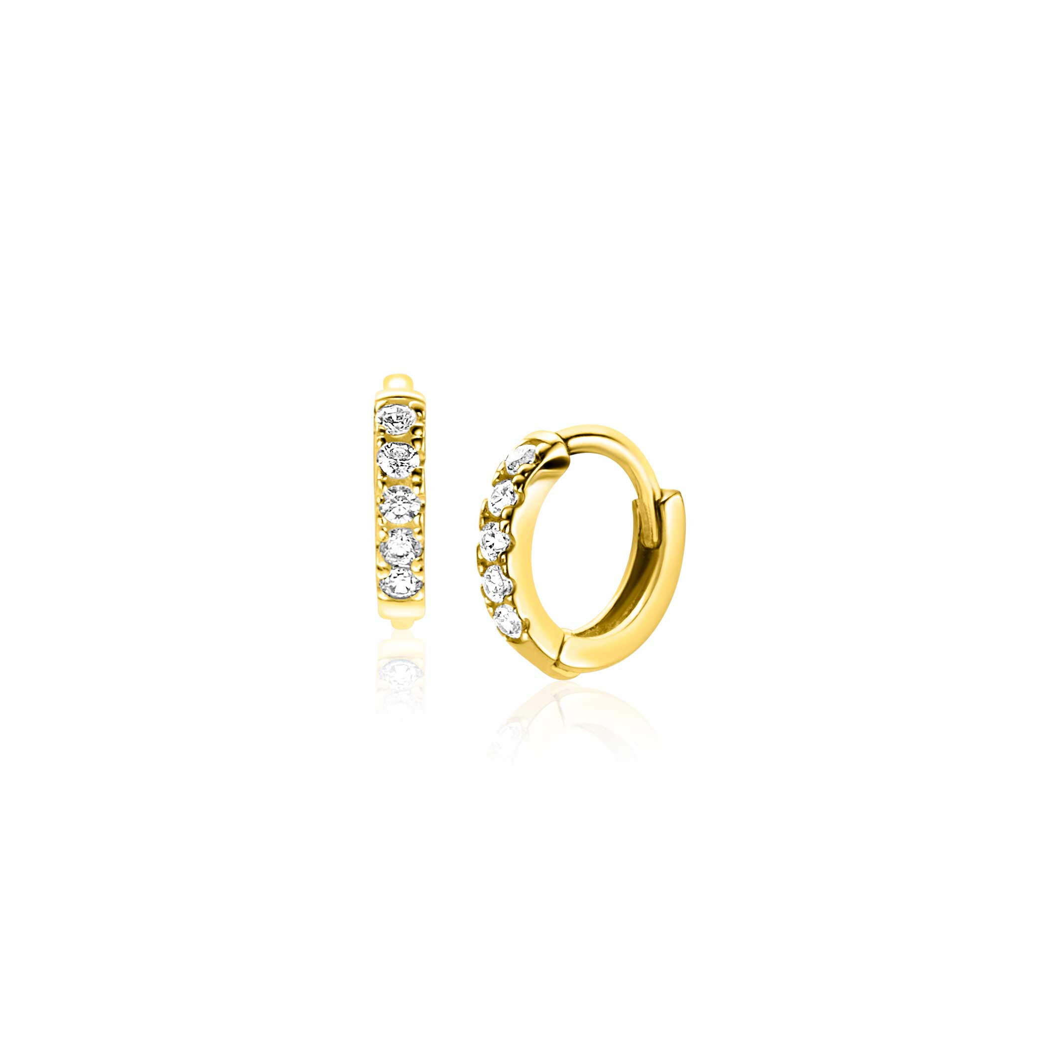 ZINZI GOLD klapcreolen met zirconia's 8.5x1.6mm
