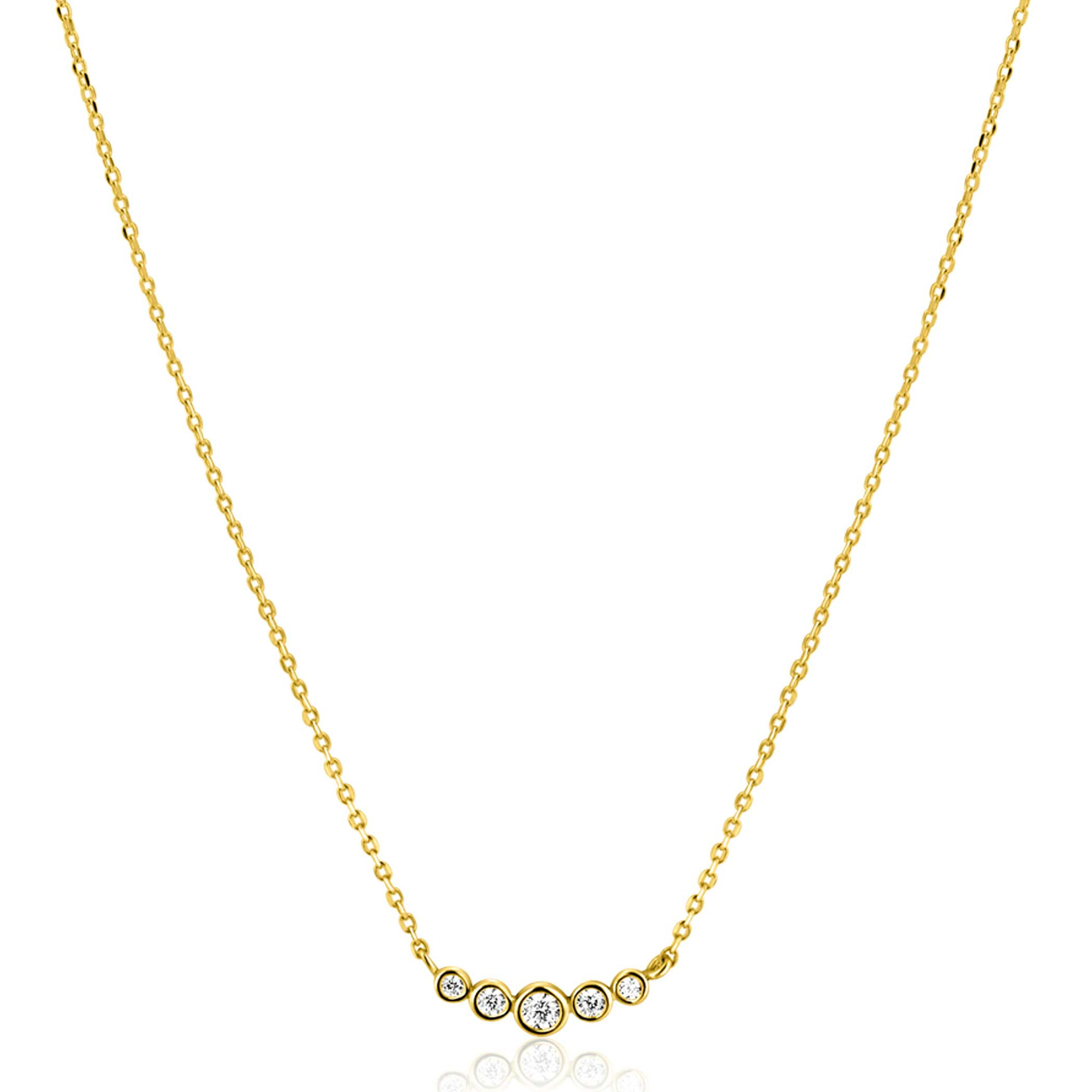 ZINZI GOLD collier 5x aflopende zirc.in kastje