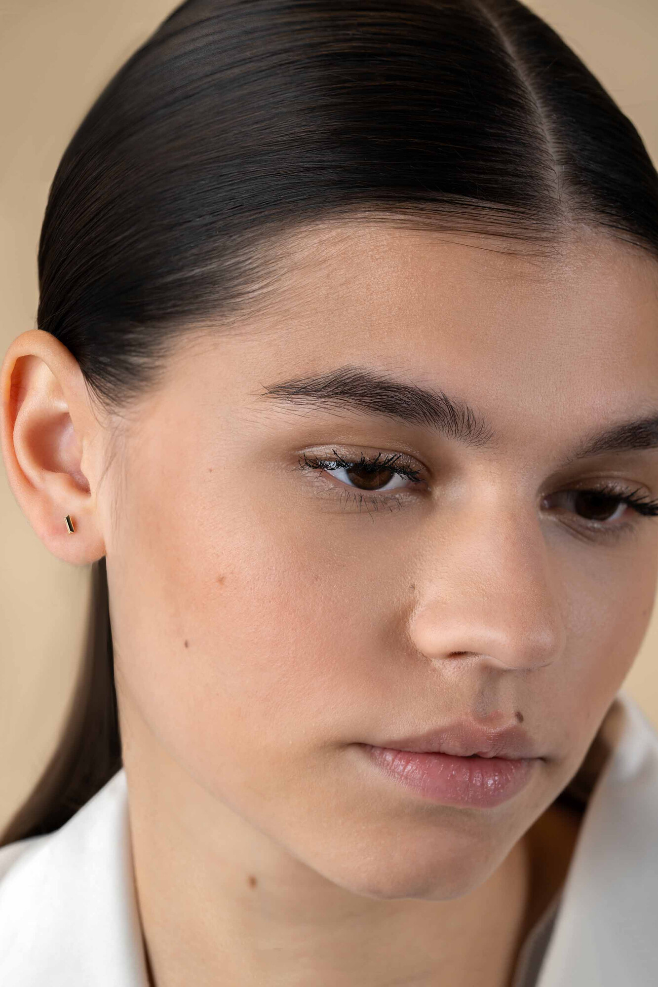 ZINZI GOLD oorknopje klein rechthoek 3-d