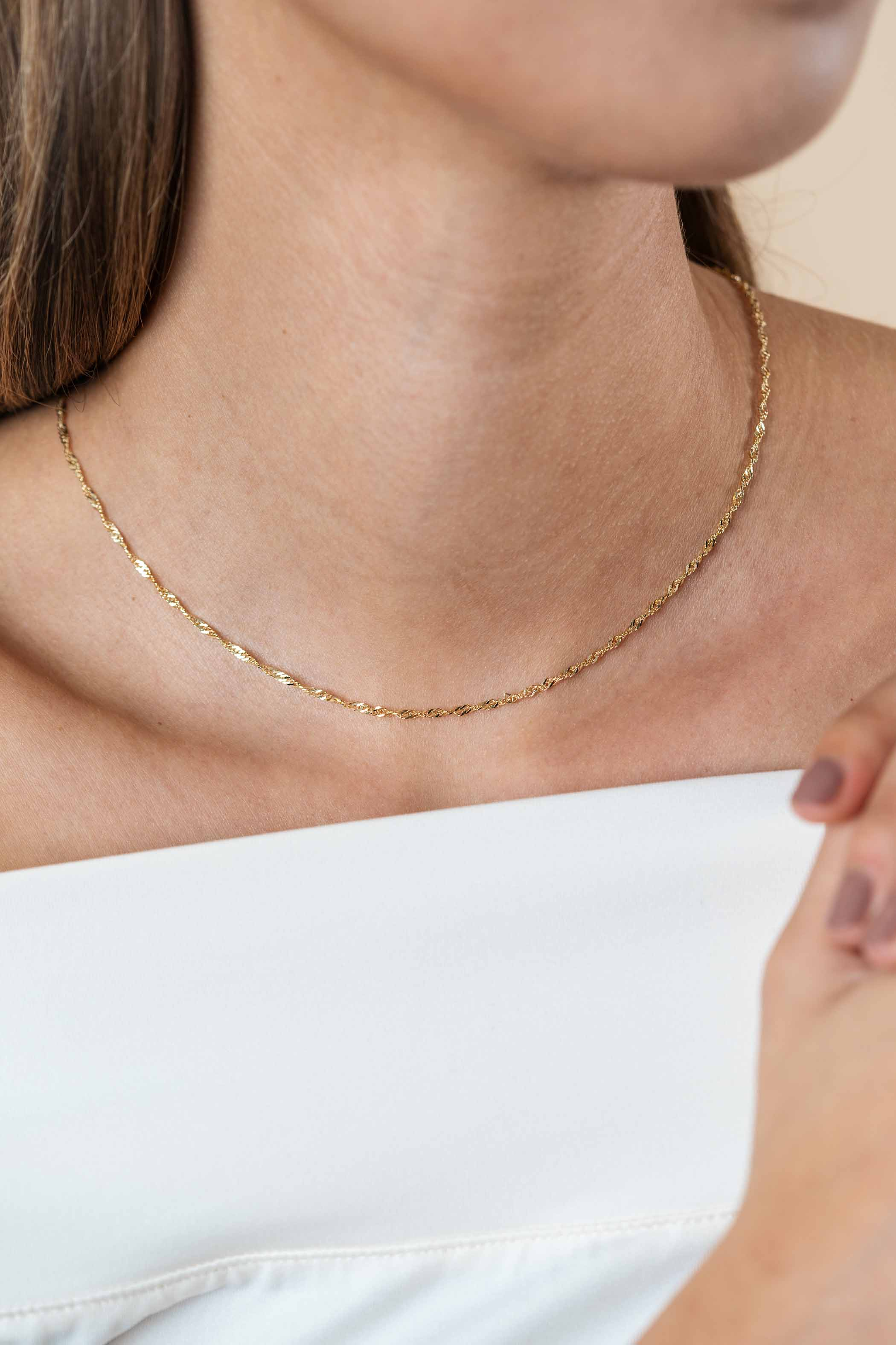 ZINZI Gold 14 Karat massiv goldene Singapore-Kette, 1,8mm breit, 41-43cm ZGC501
