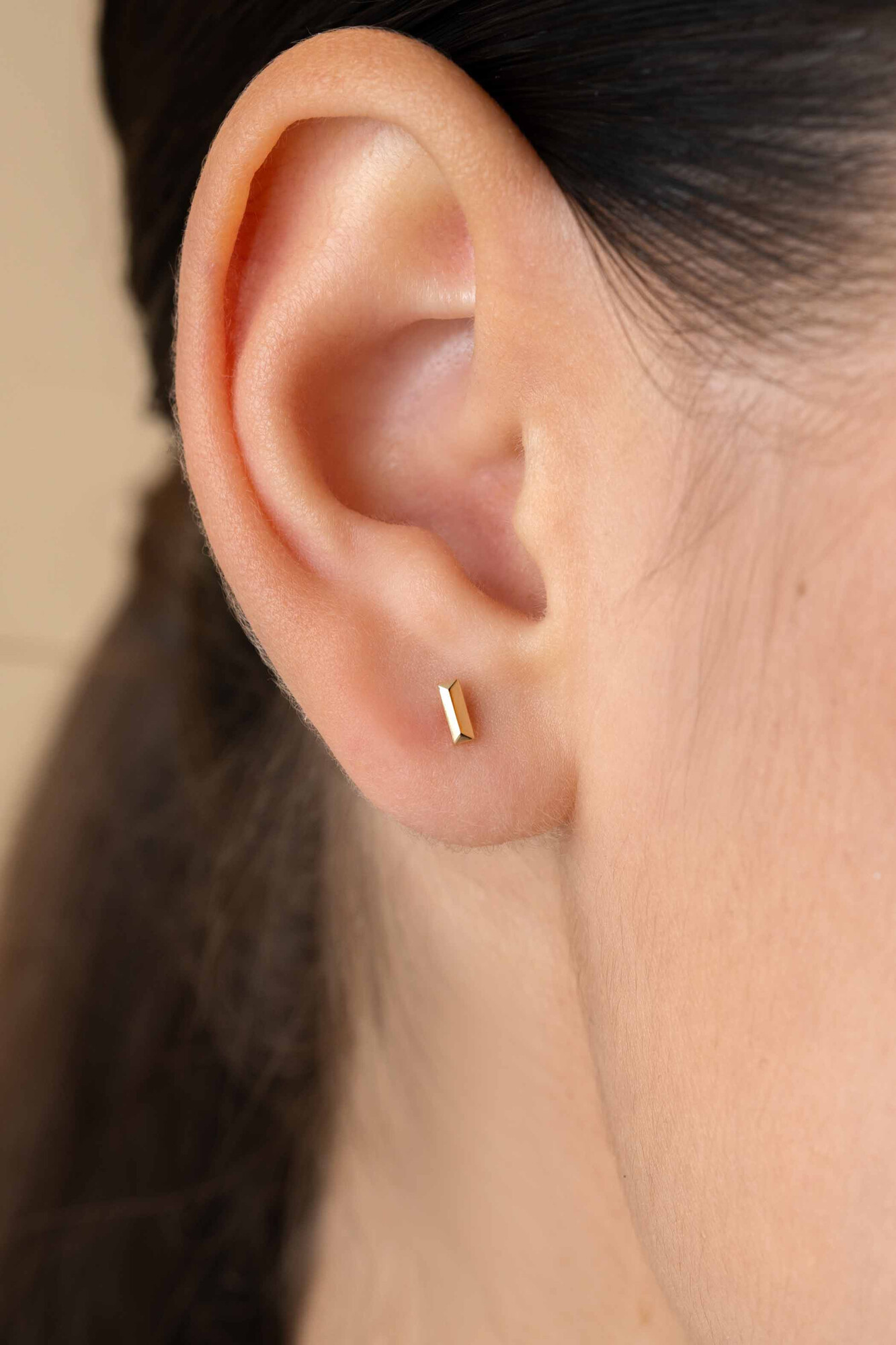 ZINZI GOLD oorknopje klein rechthoek 3-d