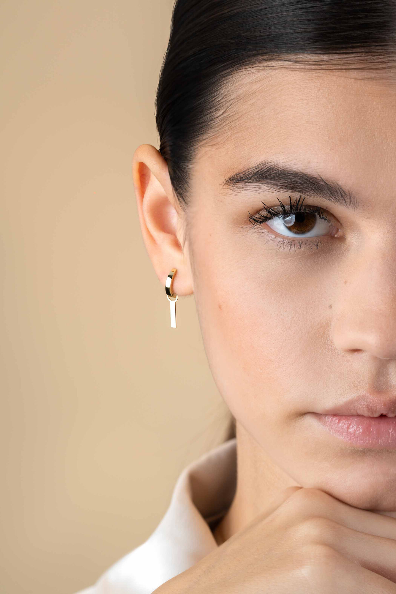 ZINZI GOLD oorbedels recht staafje plat