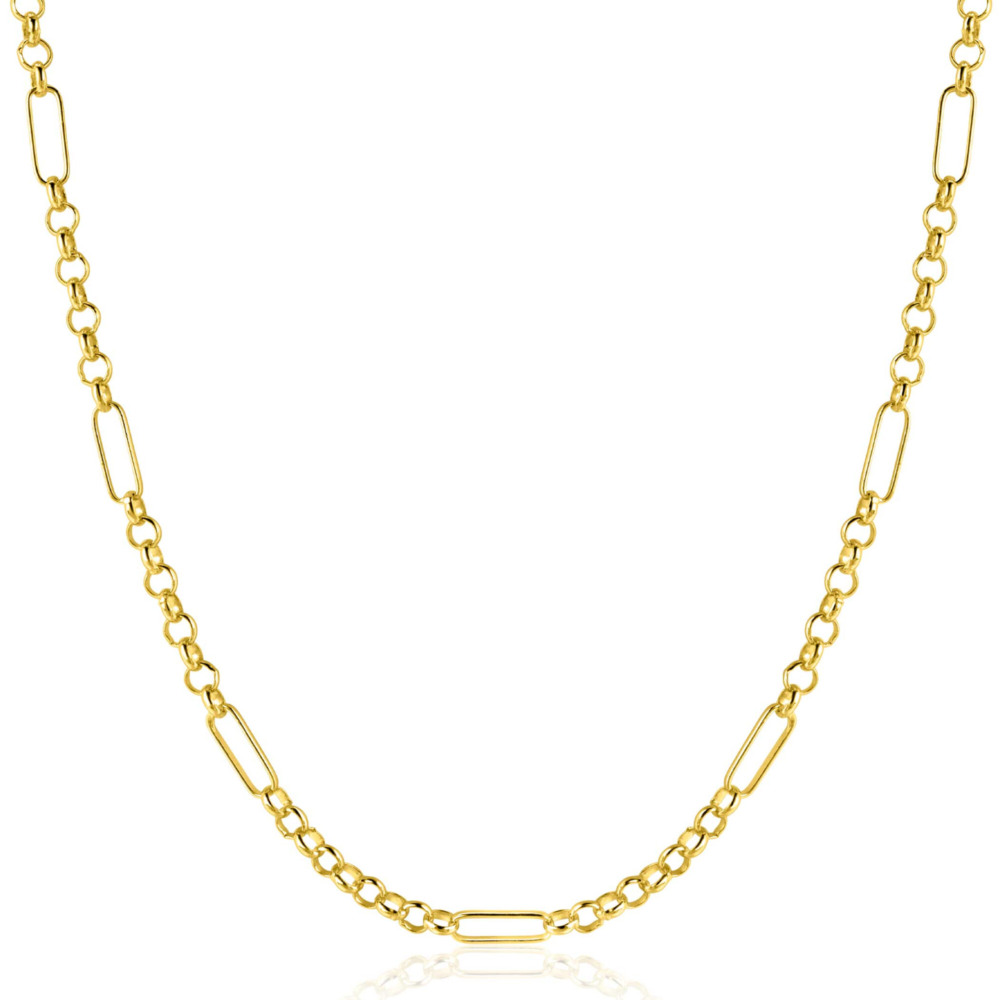 ZINZI Gold 14 Karat massives Goldkette mit Paperclip-Gliedern kombiniert mit Ankerkettengliedern 41-43cm ZGC495
