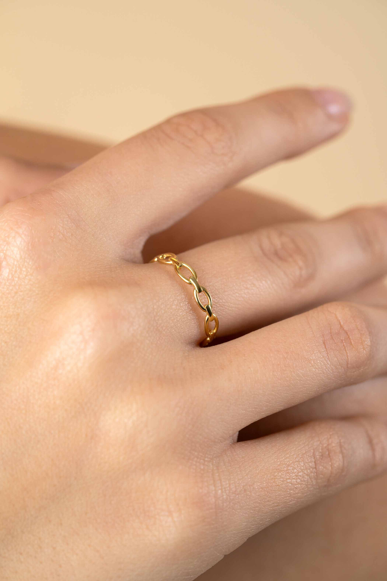 ZINZI Gold ring fantasie schakels 3.1mm mt.58