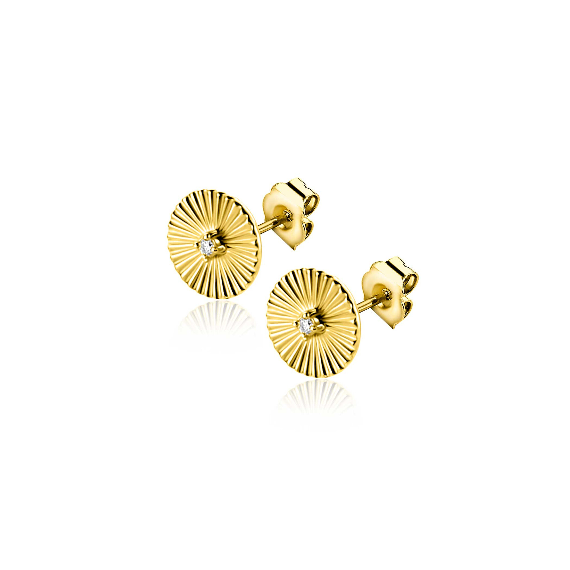 ZINZI GOLD oorknopjes rond gediamanteerd/zirc.6mm