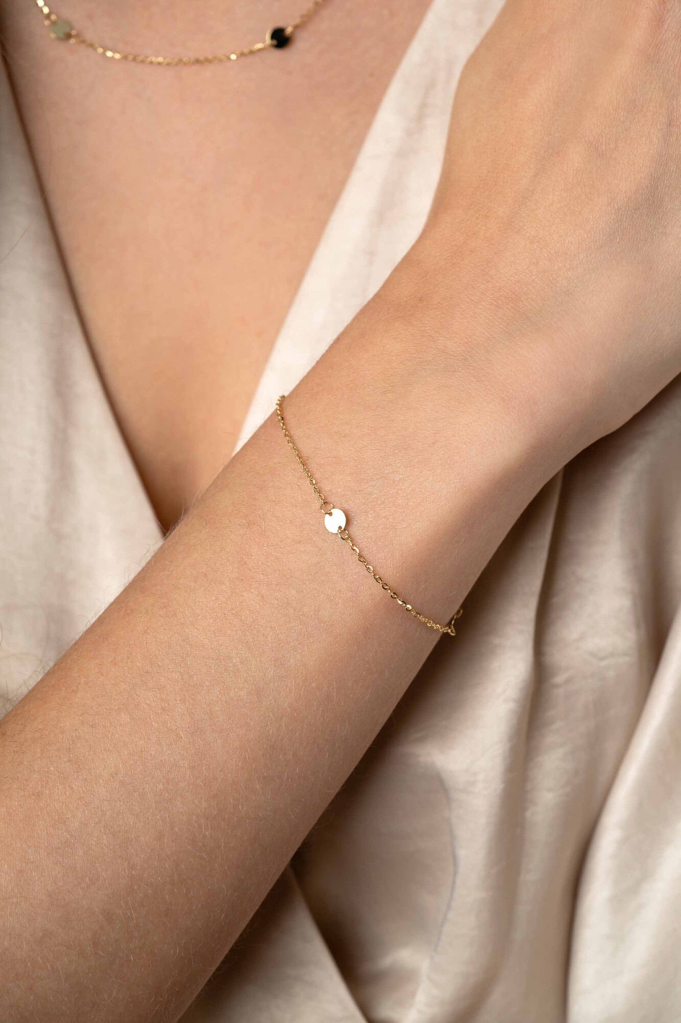 ZINZI GOLD armband met 3 ronde plaatjes