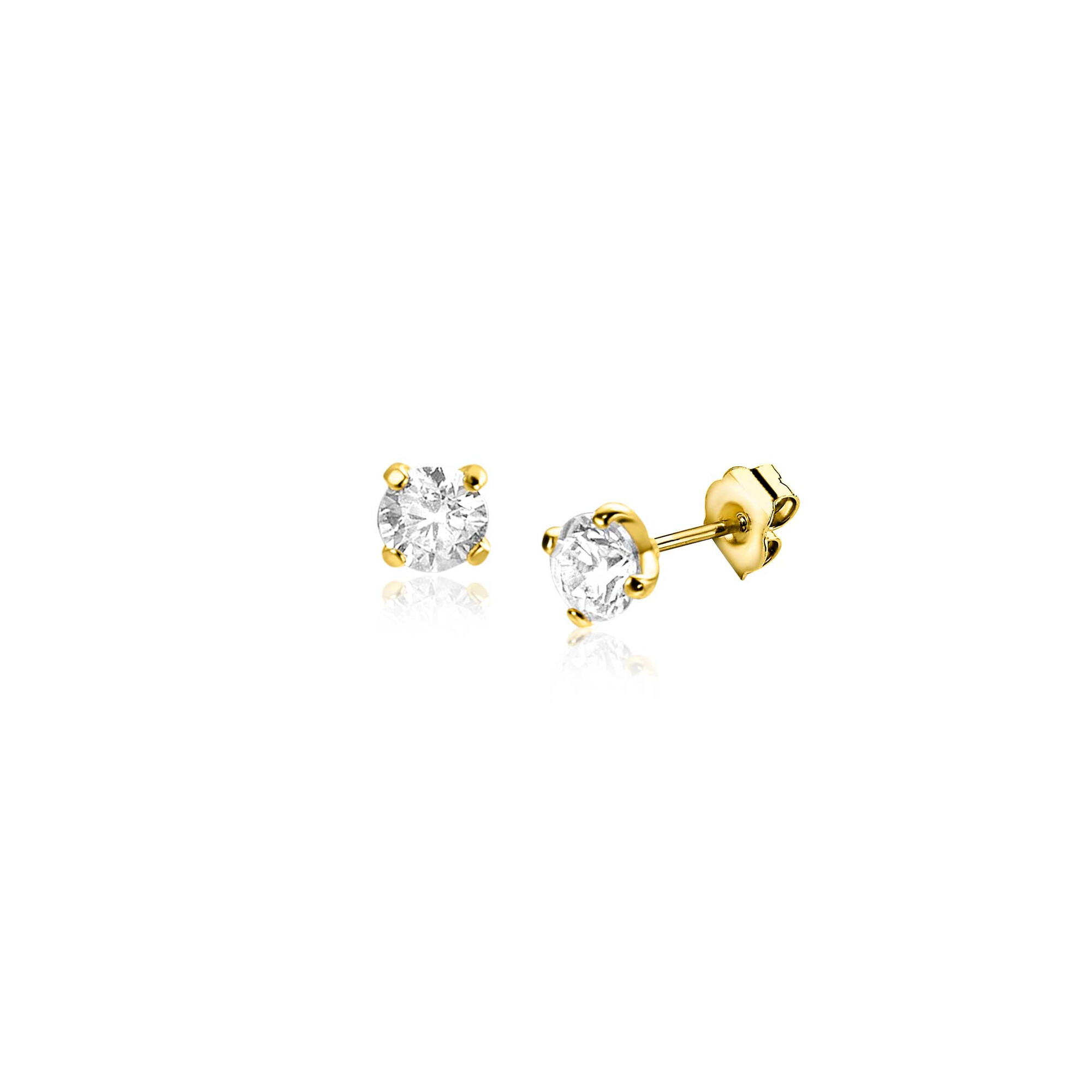 ZINZI GOLD oorknopjes vierpoot chaton zirc.3mm