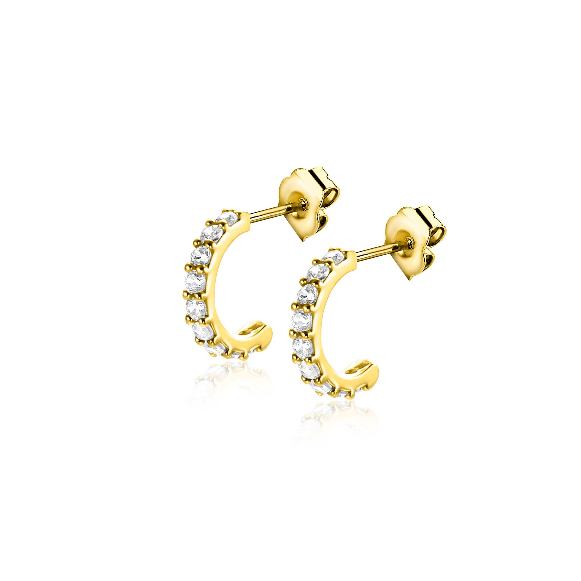 ZINZI GOLD oorstekers hafrond zirconia's 8x1.5mm