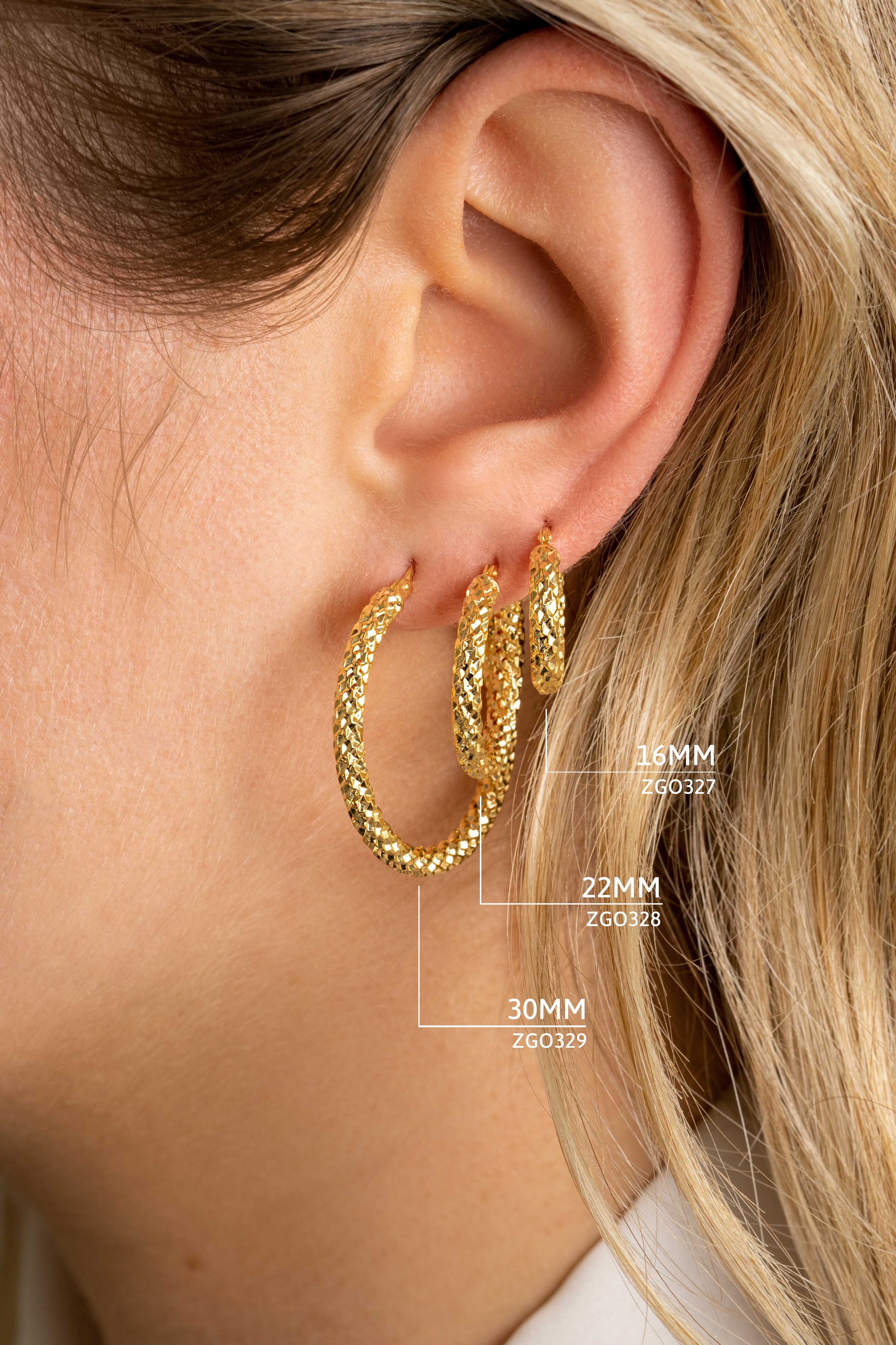 ZINZI GOLD oorringen bewerkt 16x3mm