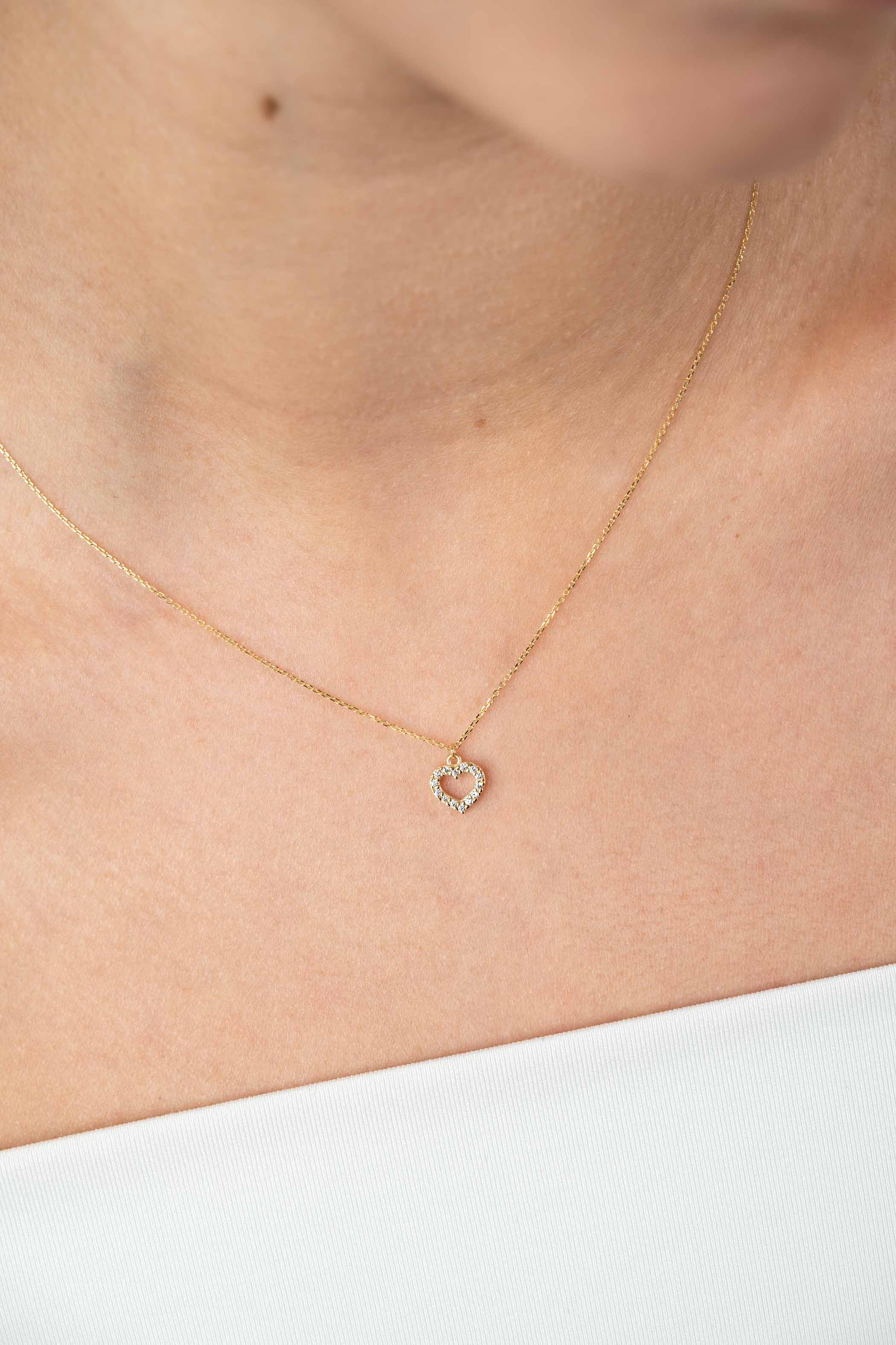 ZINZI GOLD coll.hanger open hart zirconia's 40/42cm