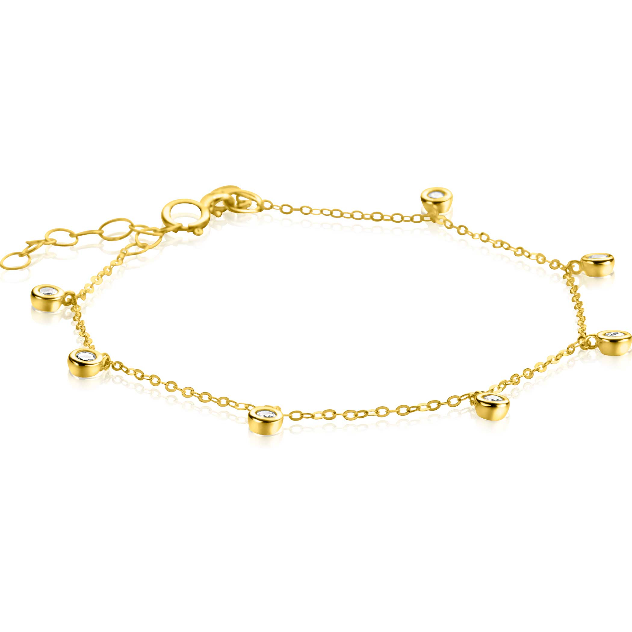 ZINZI GOLD armband met 7 zirc.hangertjes