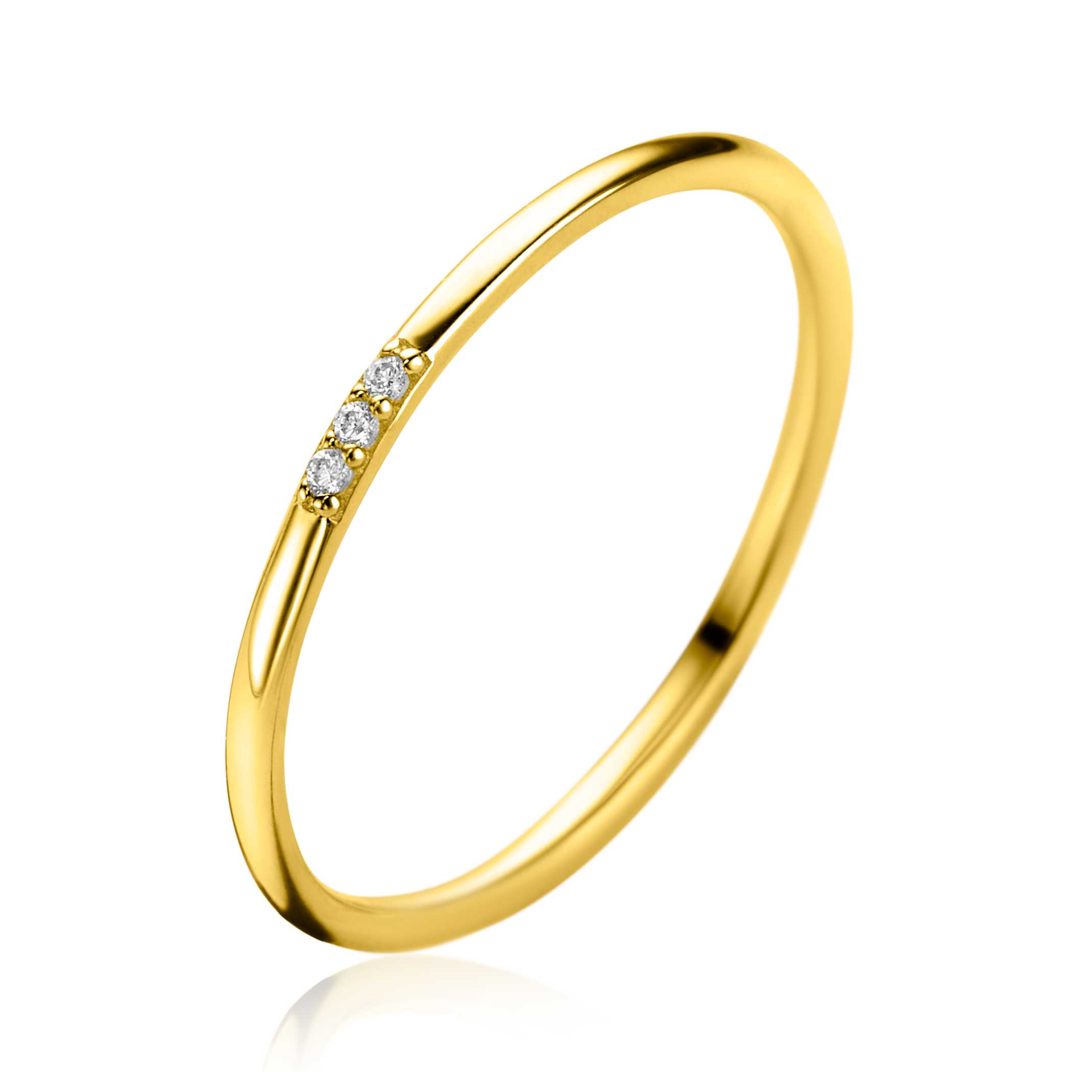 ZINZI GOLD rijring met 3 zirconia's mt.54