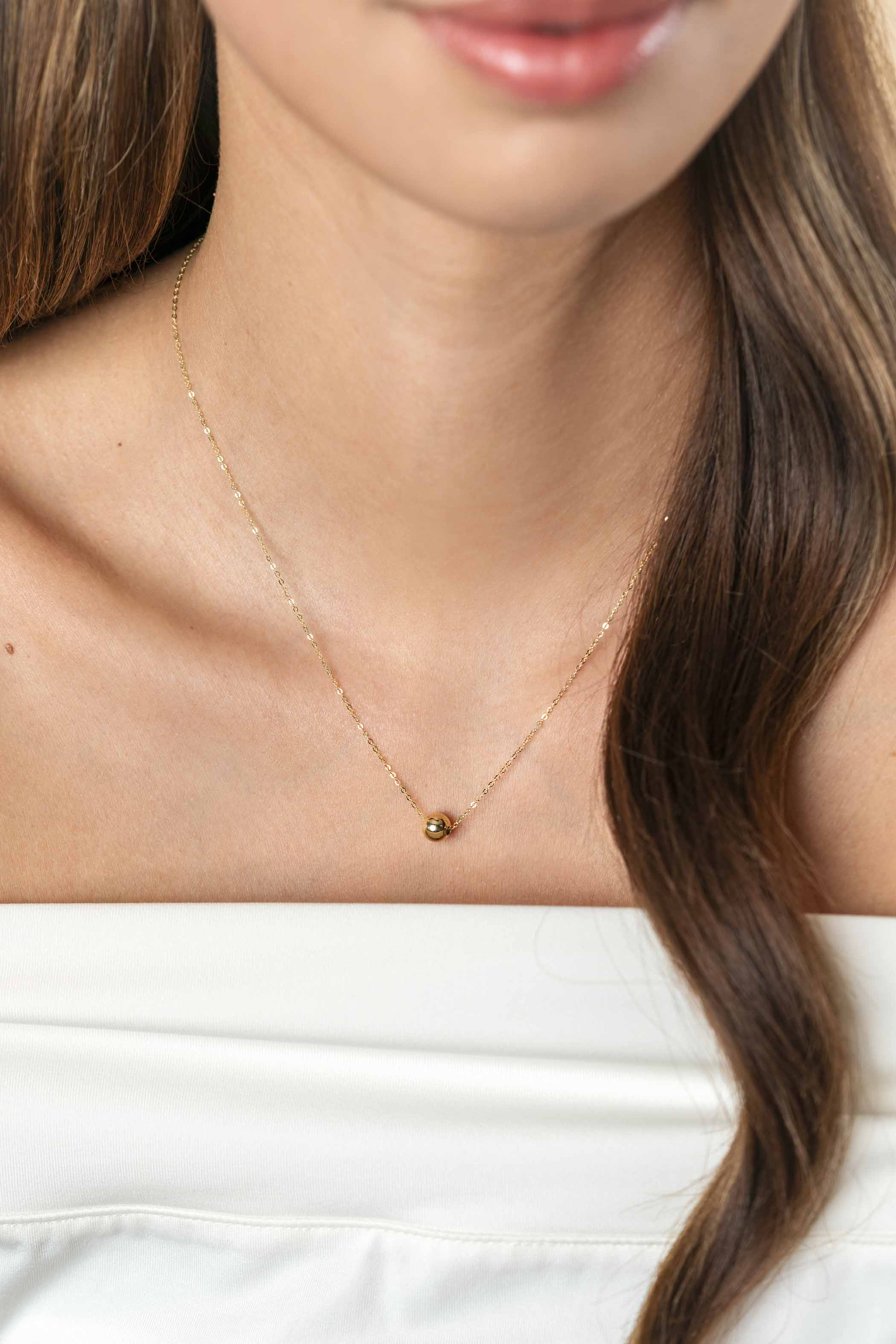 ZINZI Gold 14 Karat goldene Gliederkette mit elegantem glattem Kugel von 6mm, 42-45cm ZGC505
