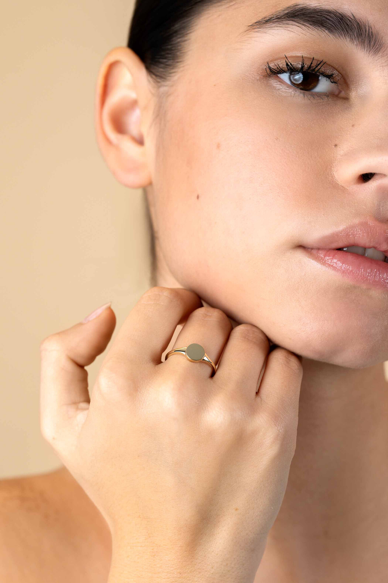 ZINZI GOLD zegelring rond maat 58