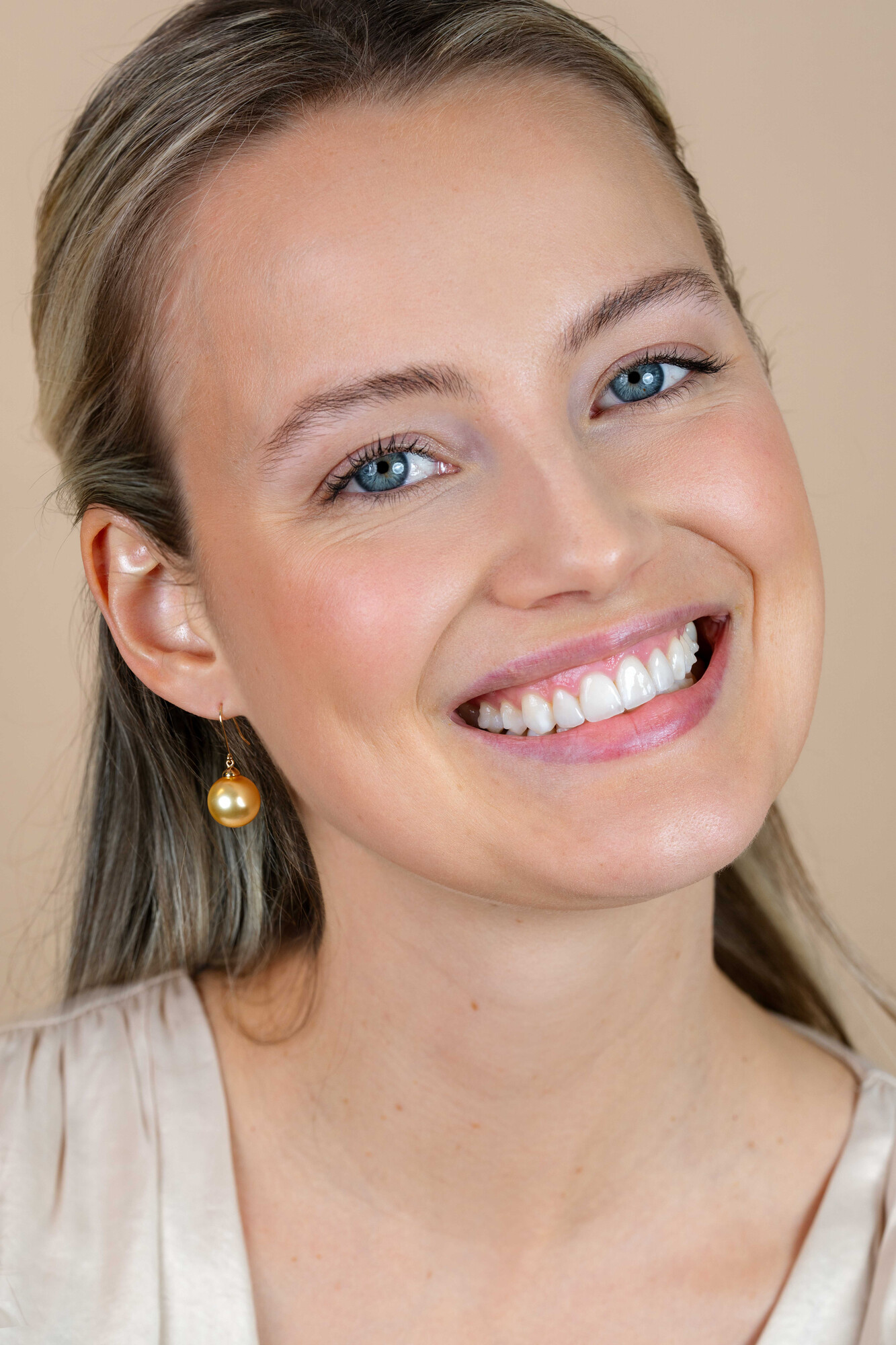 30mm ZINZI Gold 14 Karat goldene Ohrhänger mit runder goldfarbener Swarovski-Kristallperle 12mm ZGO25G