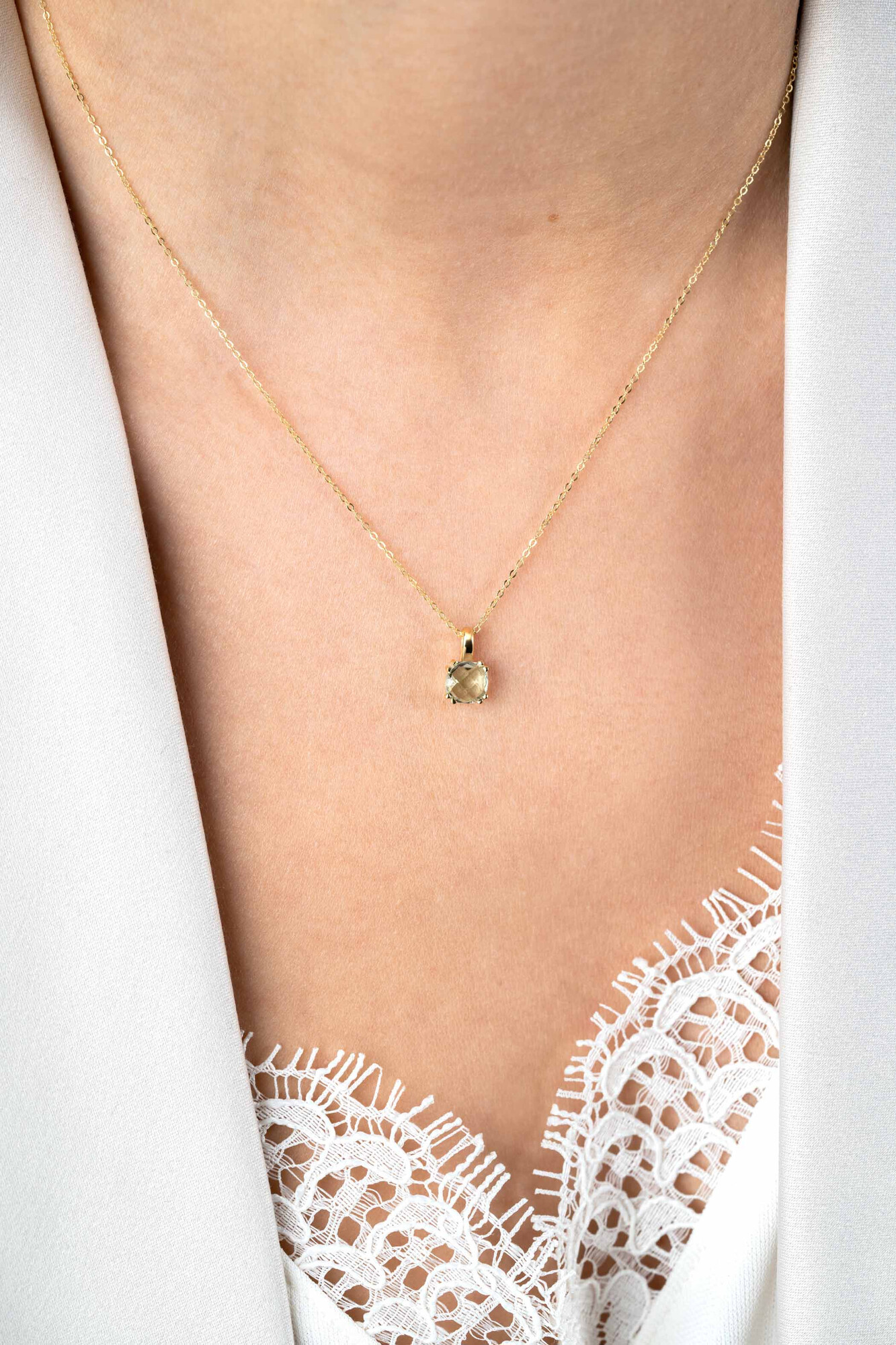 ZINZI GOLD collier met vk groene amethist hanger