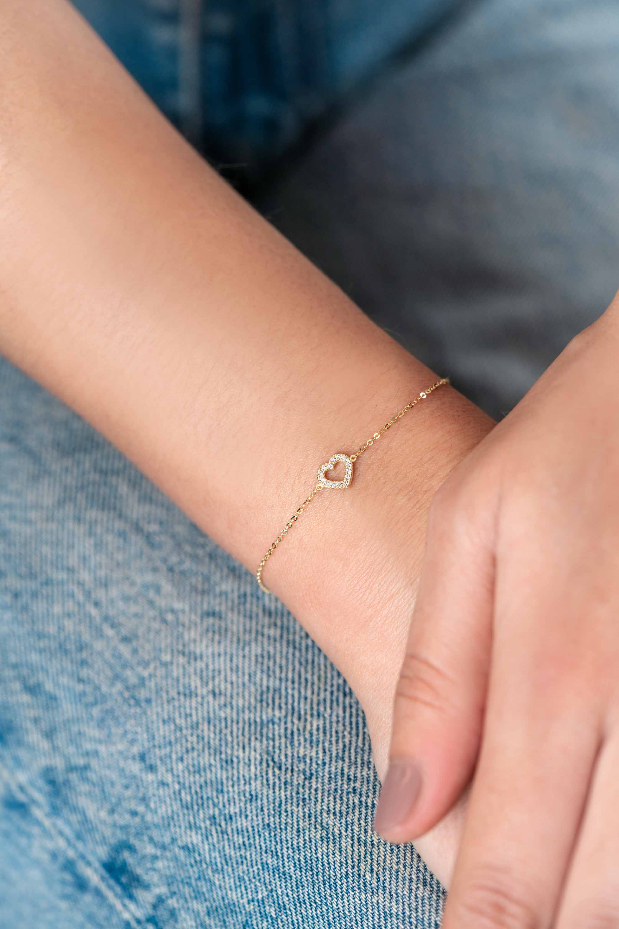 ZINZI GOLD armband met open hartje zirconia's
