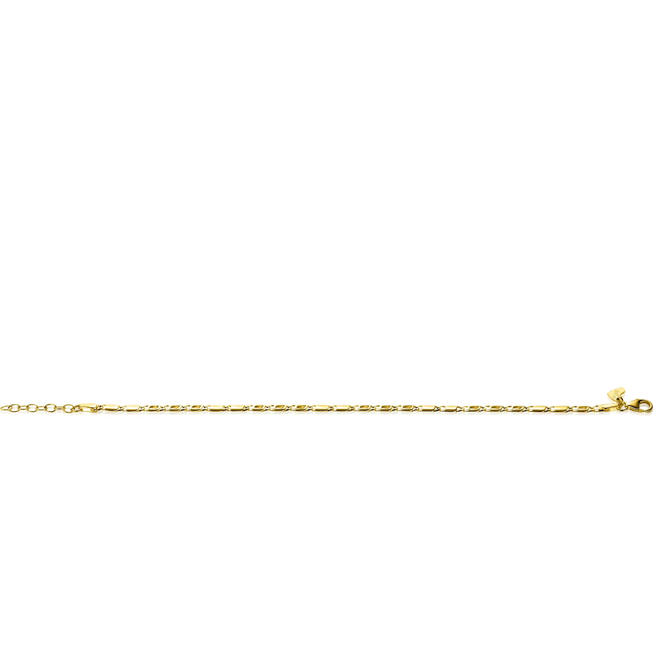ZINZI Gold 14 Karat massives goldenes Armband mit Falkenauge-Gliedern und glänzenden Plättchen, 2,6 mm breit, 17-19 cm lang, ZGA499