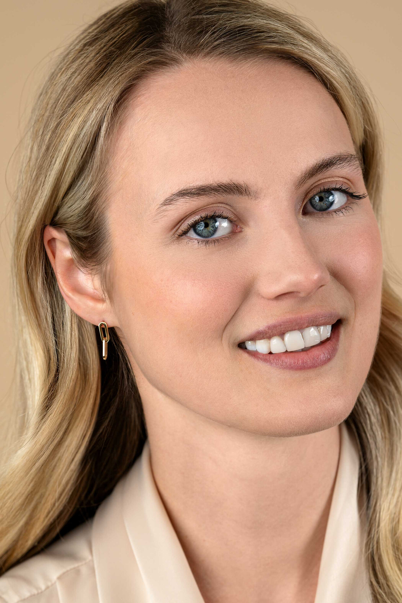 ZINZI GOLD oorstekers 2x paperclip schakel 19mm