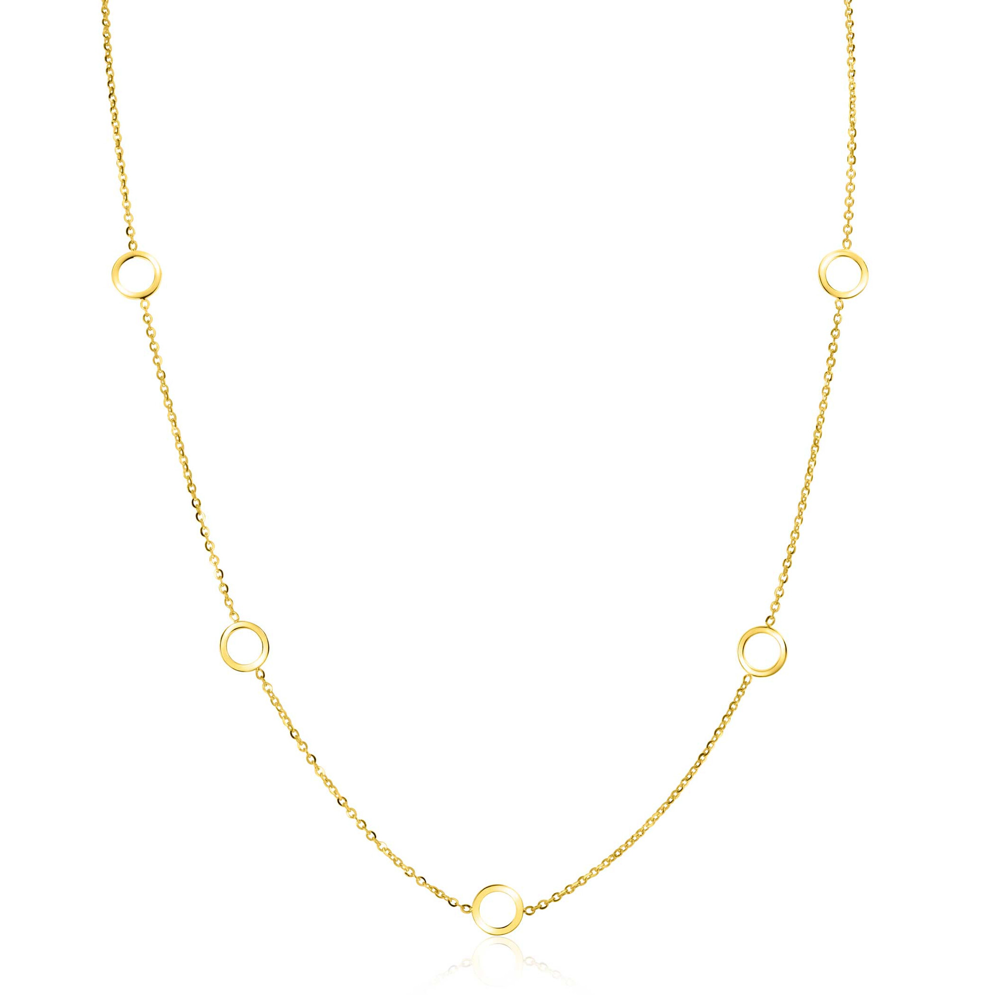 ZINZI GOLD collier met 5 open rondjes 43/45cm