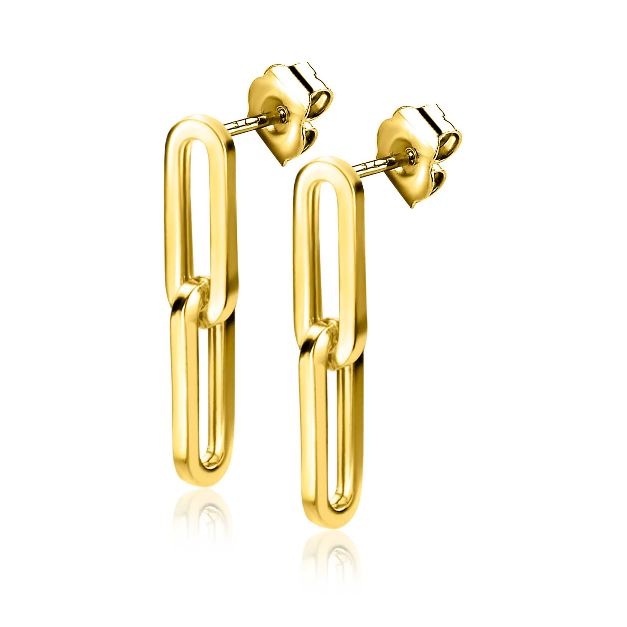 ZINZI GOLD oorstekers 2x paperclip schakel 19mm