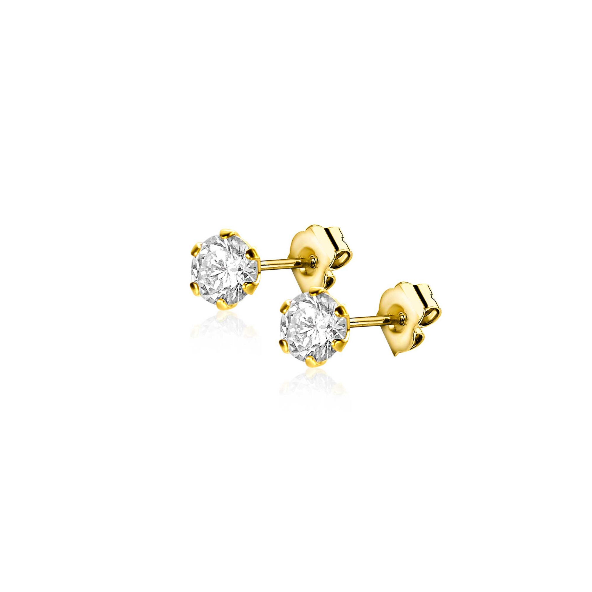 ZINZI GOLD oorknopjes zirconia in chaton 4mm