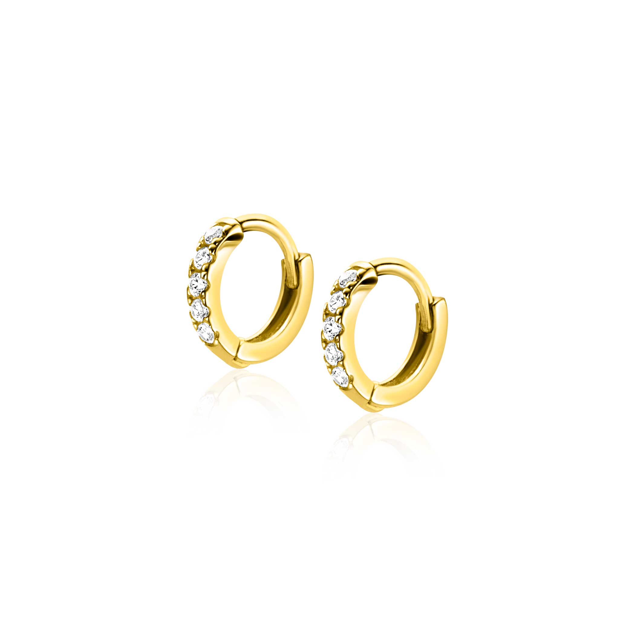 ZINZI GOLD klapcreolen met zirconia's 8.5x1.6mm