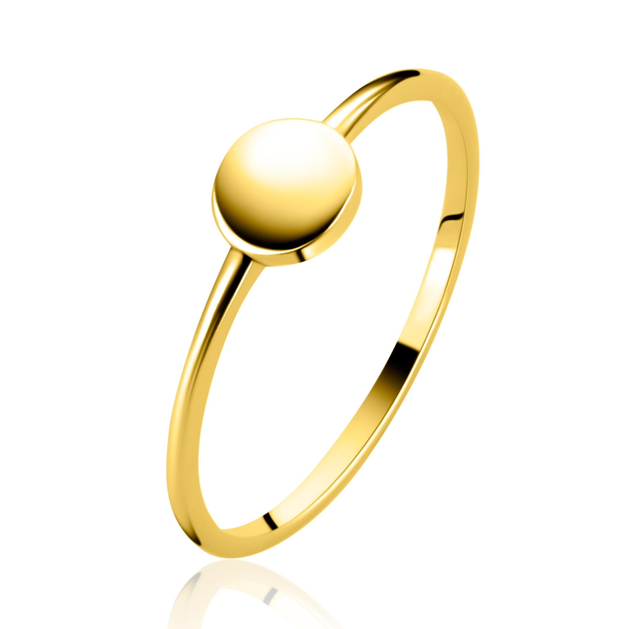 ZINZI Gold ring met rond plaatje 5.2mm mt.52