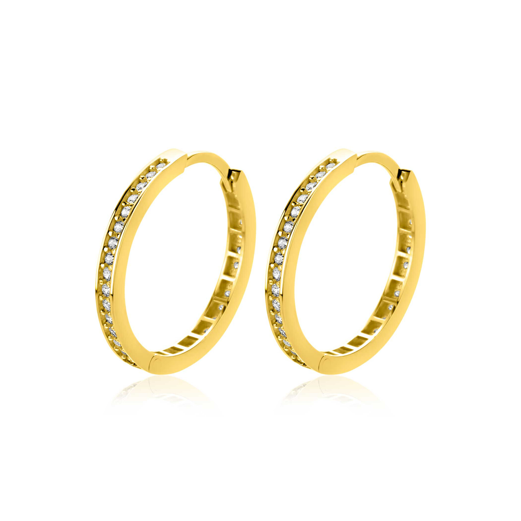 ZINZI GOLD klapcreolen geheel bezet zirc.19x2mm