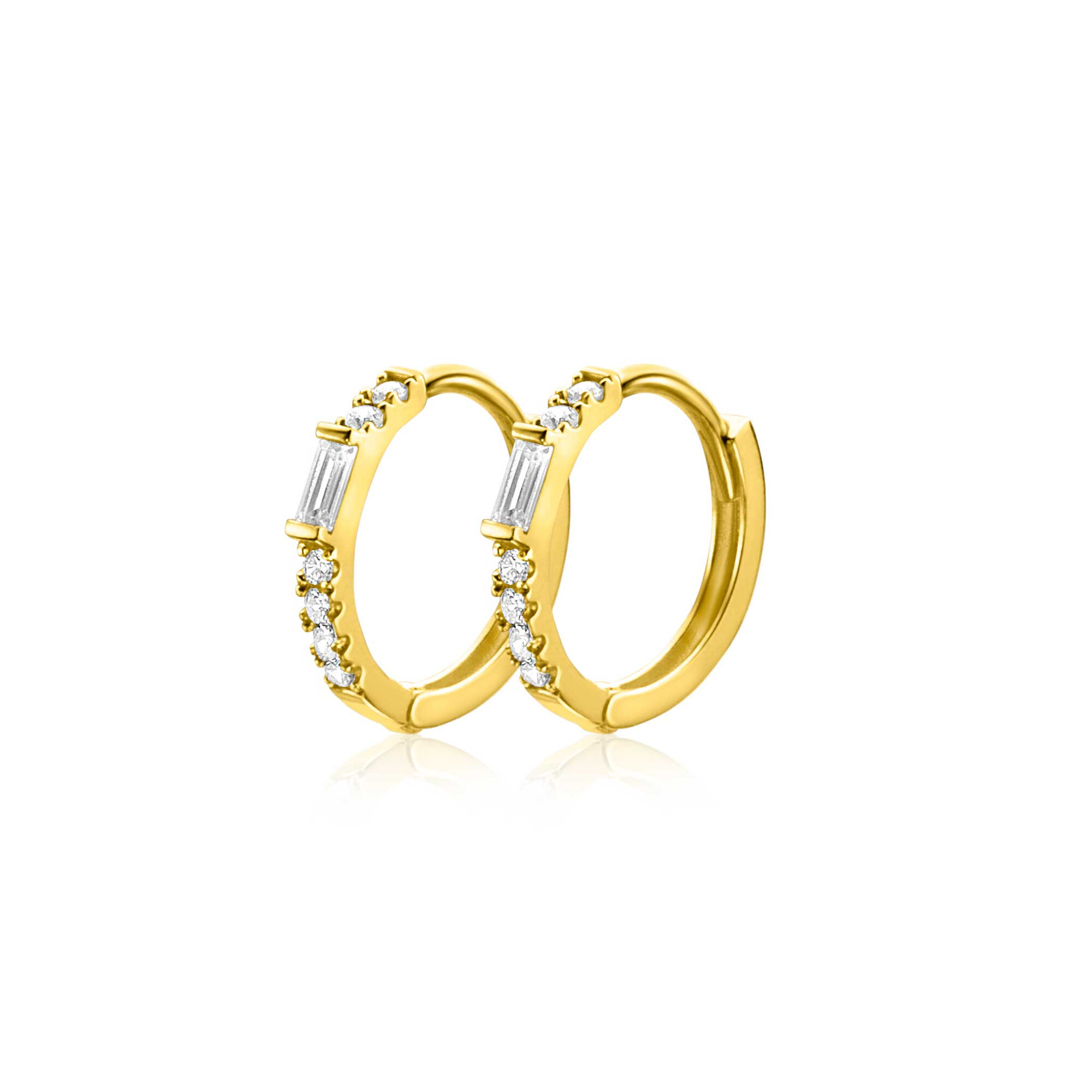 ZINZI GOLD creolen zirconia/baquette 13,5x1.5mm