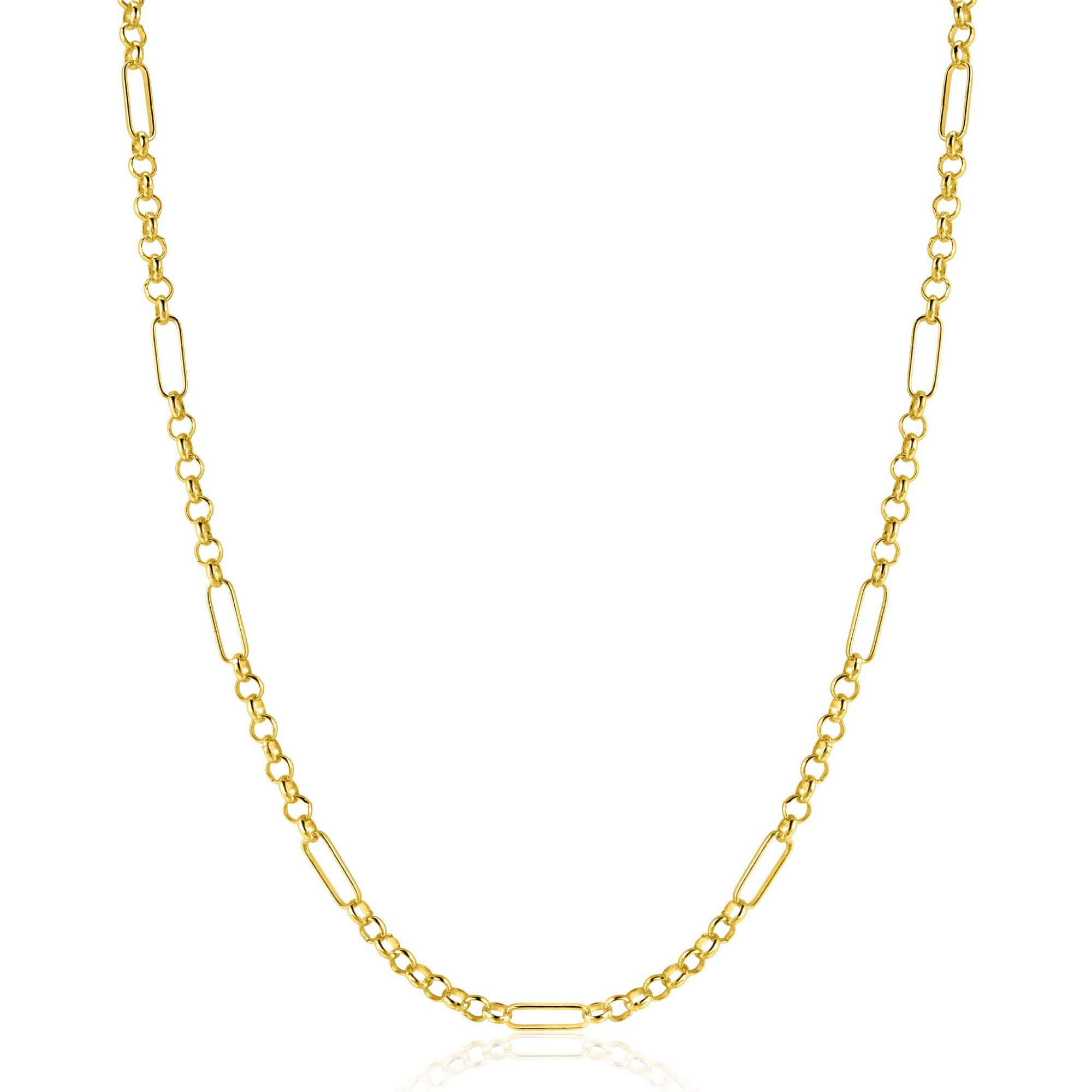ZINZI Gold 14 Karat massives Goldkette mit Paperclip-Gliedern kombiniert mit Ankerkettengliedern 41-43cm ZGC495

