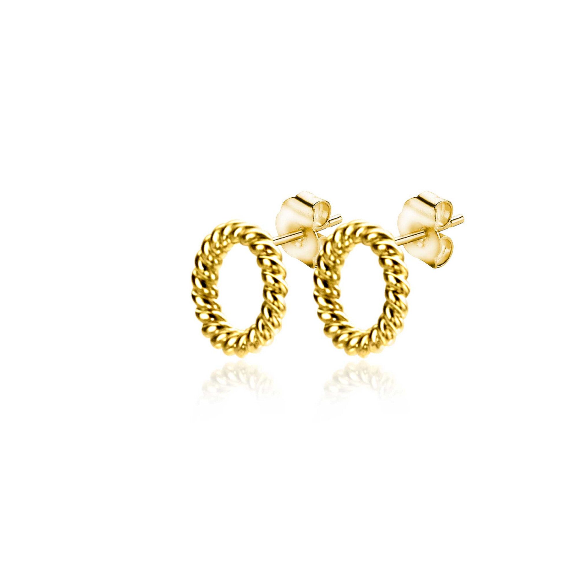 ZINZI GOLD oorknopjes open rond gedraaid 4.9mm