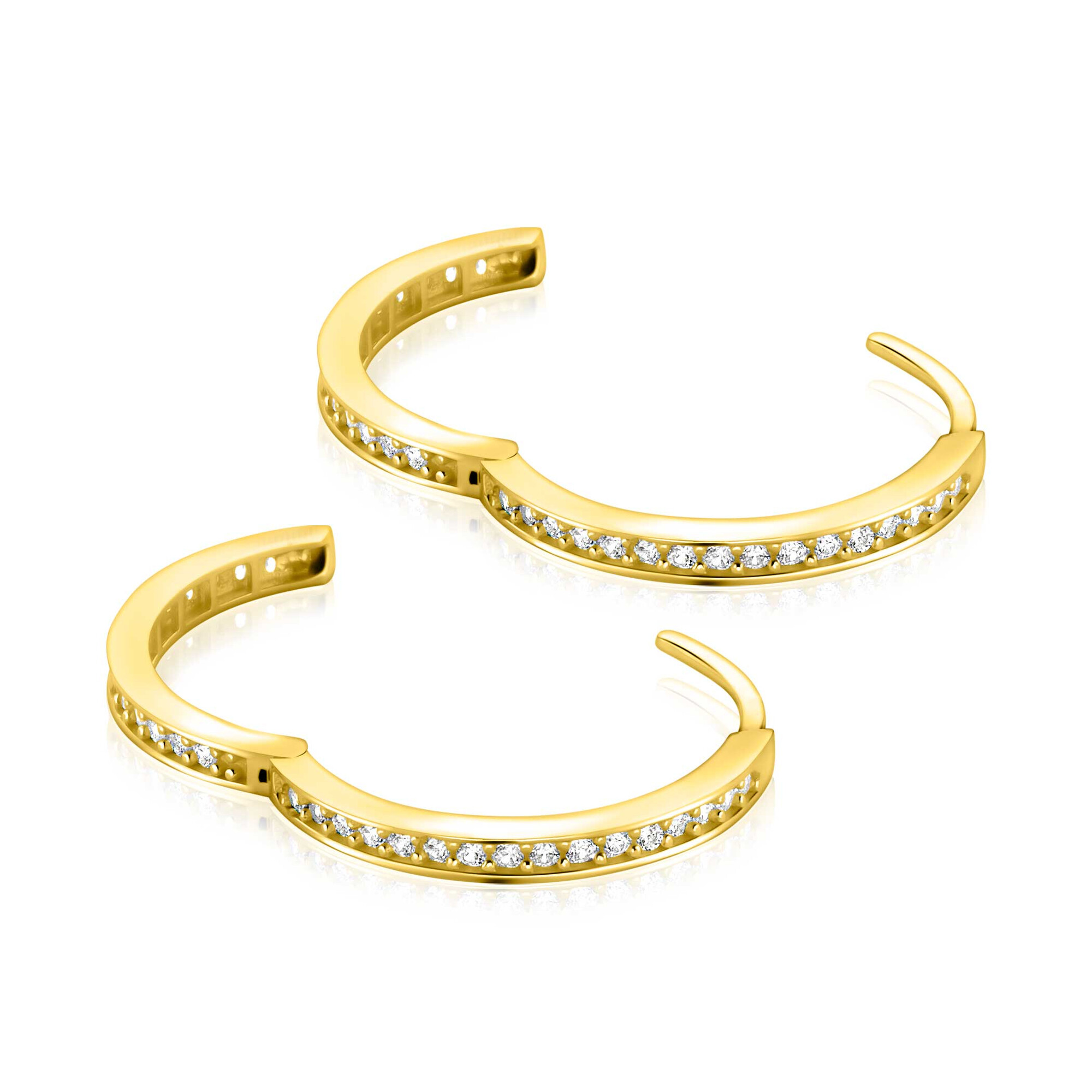 ZINZI GOLD klapcreolen geheel bezet zirc.19x2mm