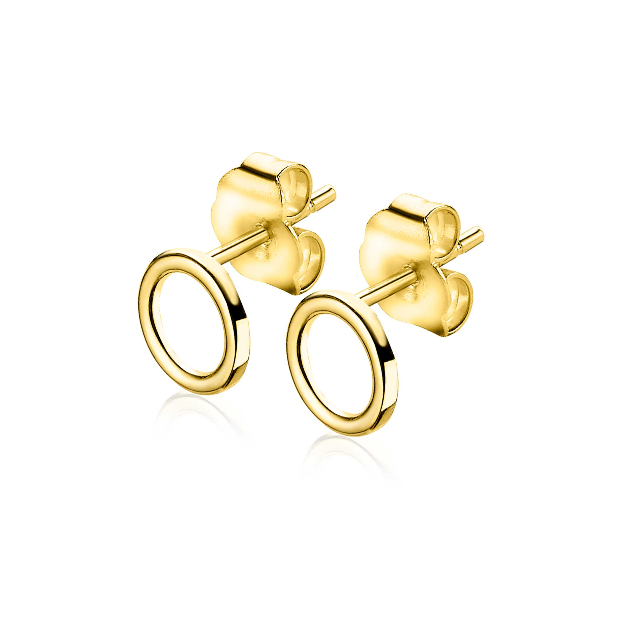 ZINZI Gold 14 Karat Goldohrstecker offen rund 6mm ZGO163