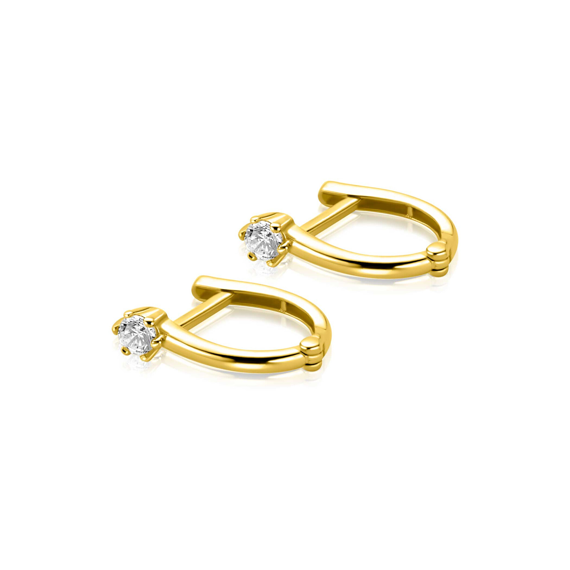 ZINZI GOLD klapcreolen ovaal met zirc.in chaton