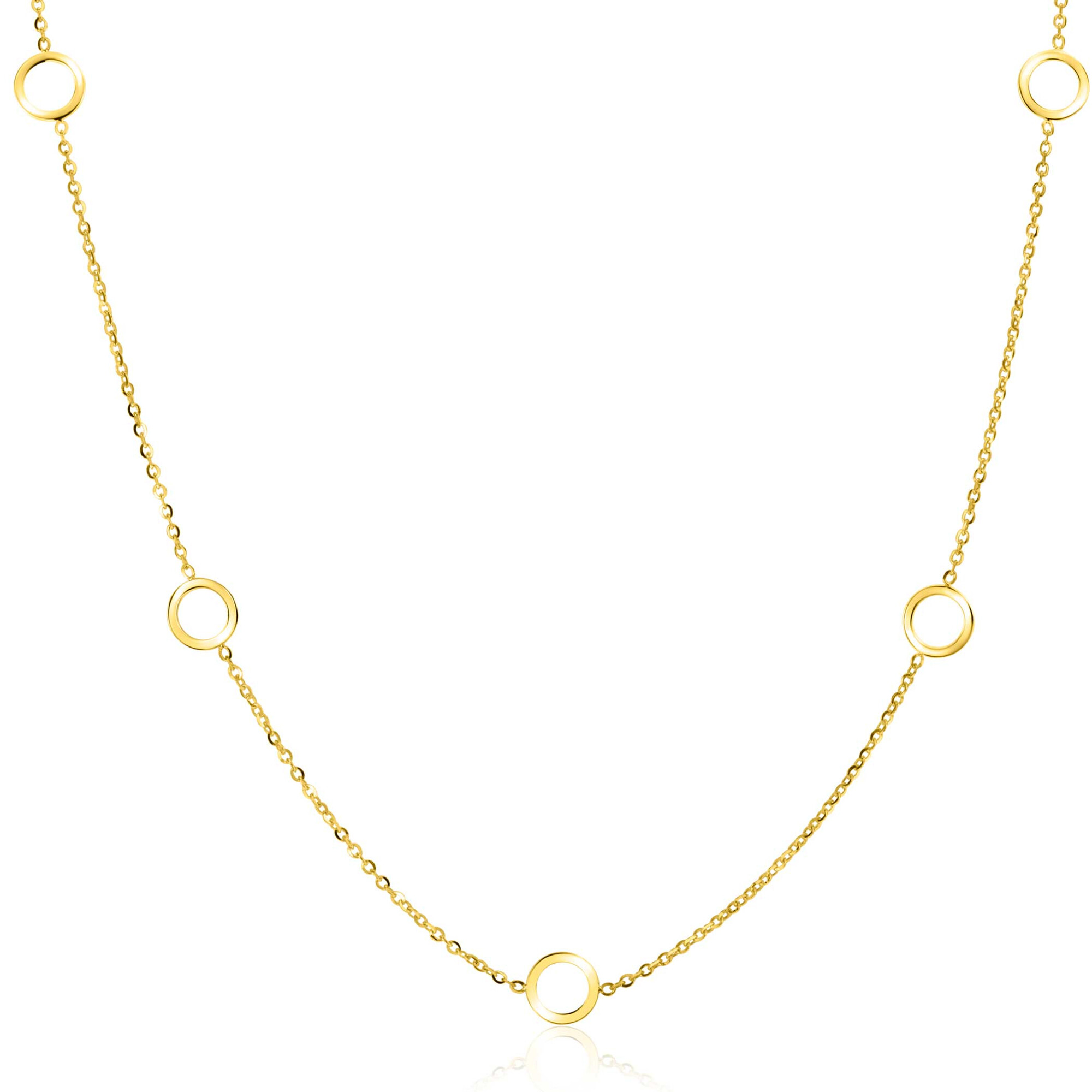 ZINZI GOLD collier met 5 open rondjes 43/45cm