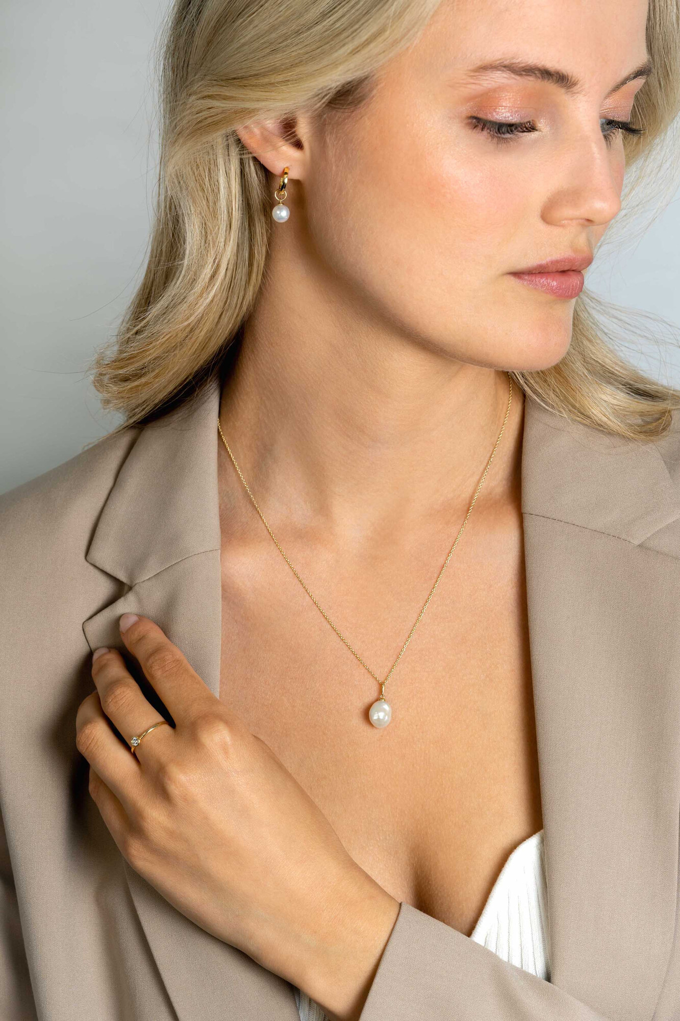 ZINZI GOLD hanger zoetwater parel