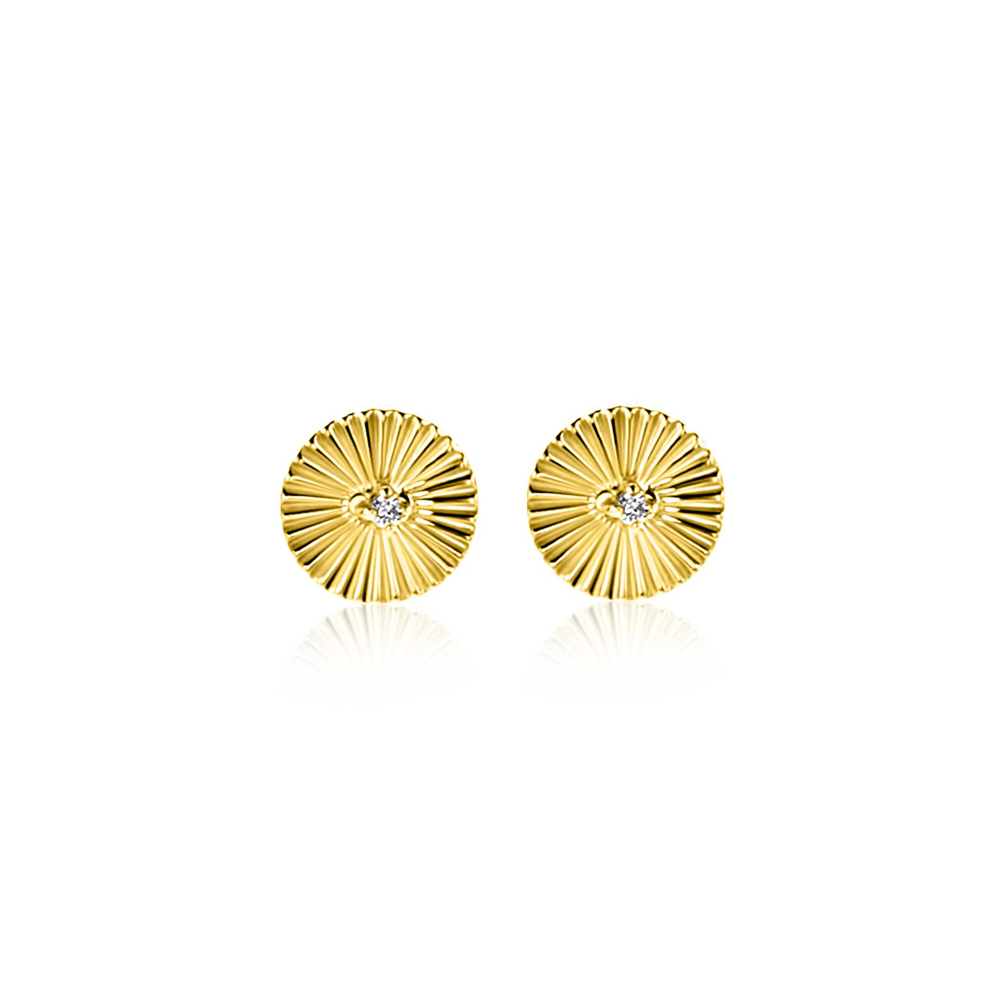ZINZI GOLD oorknopjes rond gediamanteerd/zirc.6mm