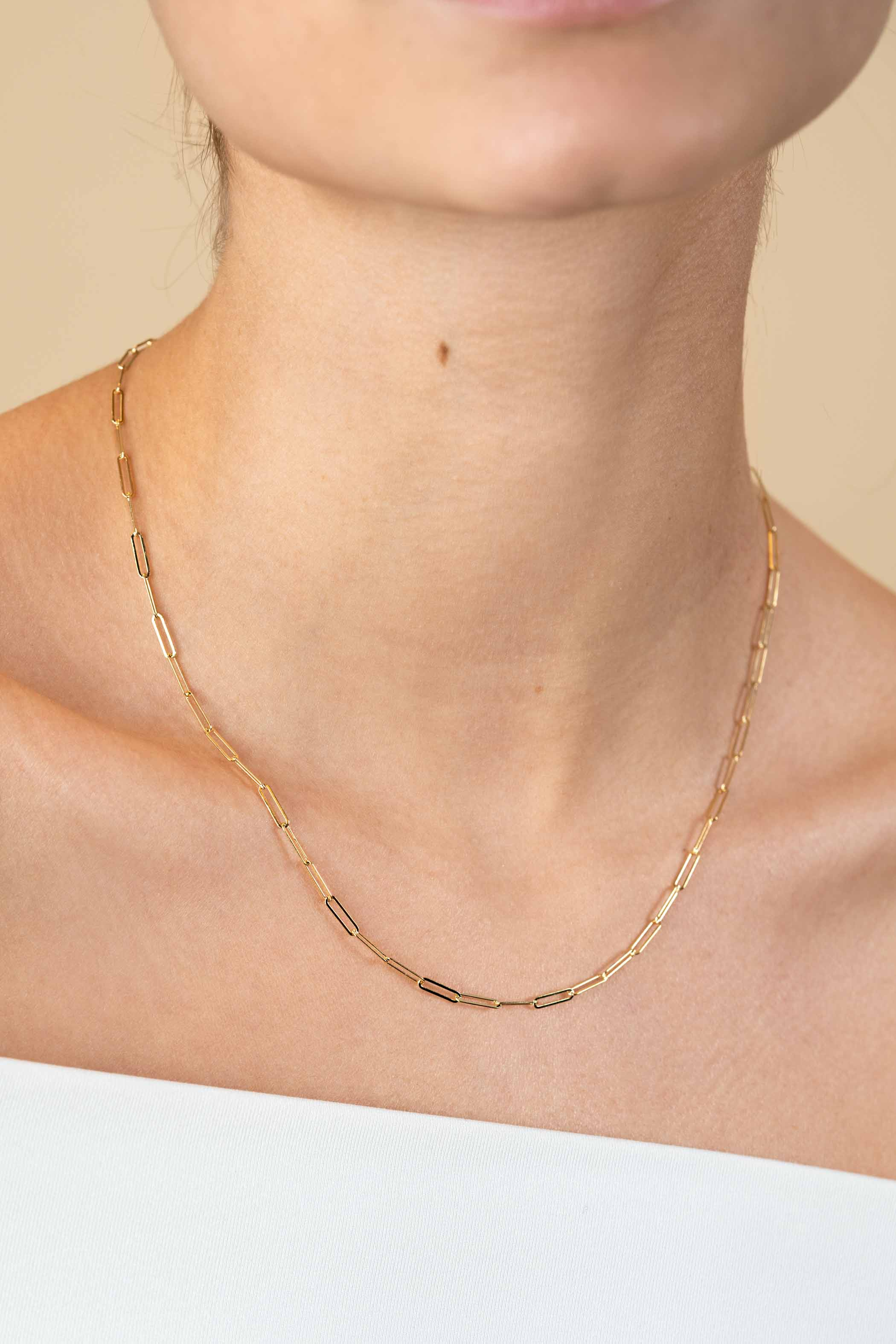 ZINZI Gold 14 Karat Gold Halsketten 45cm mit Paperclip Gliedern 1,6mm breit ZGC298