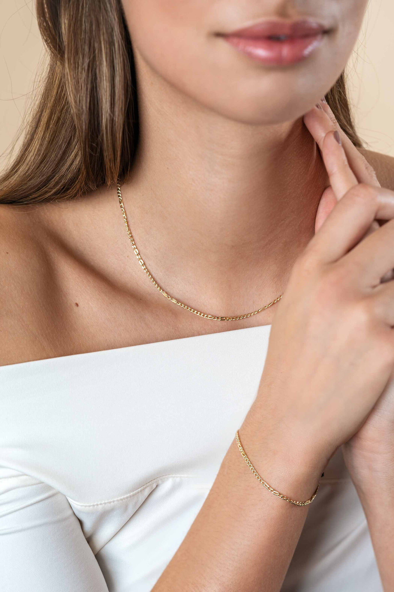 ZINZI Gold 14 Karat massive Gourmetkette mit Falkenaugen-Gliedern, 2mm breit, 41-43cm lang ZGC498
