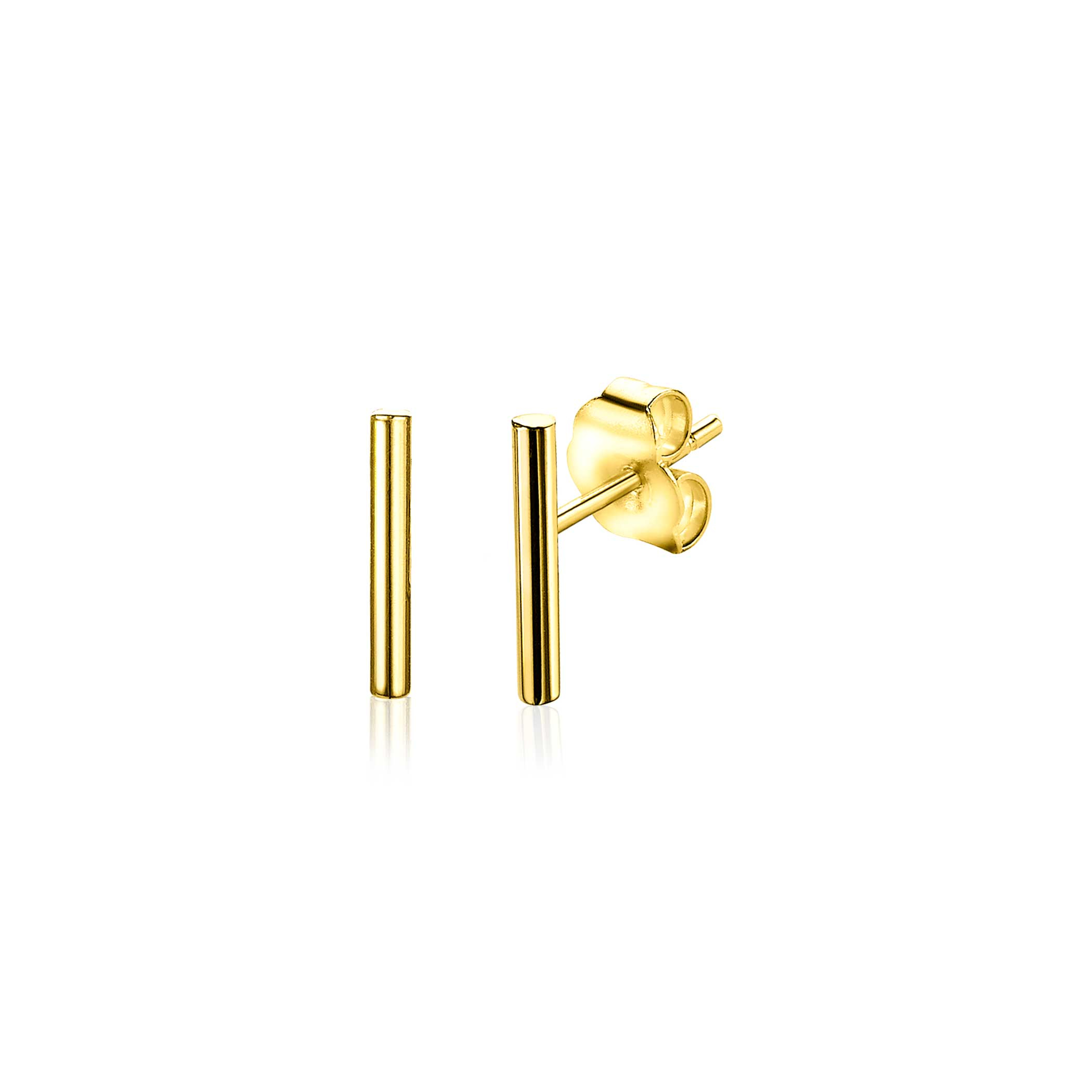 ZINZI Gold 14 Karat Gold Ohrstecker rund rohrförmig 10mm ZGO183