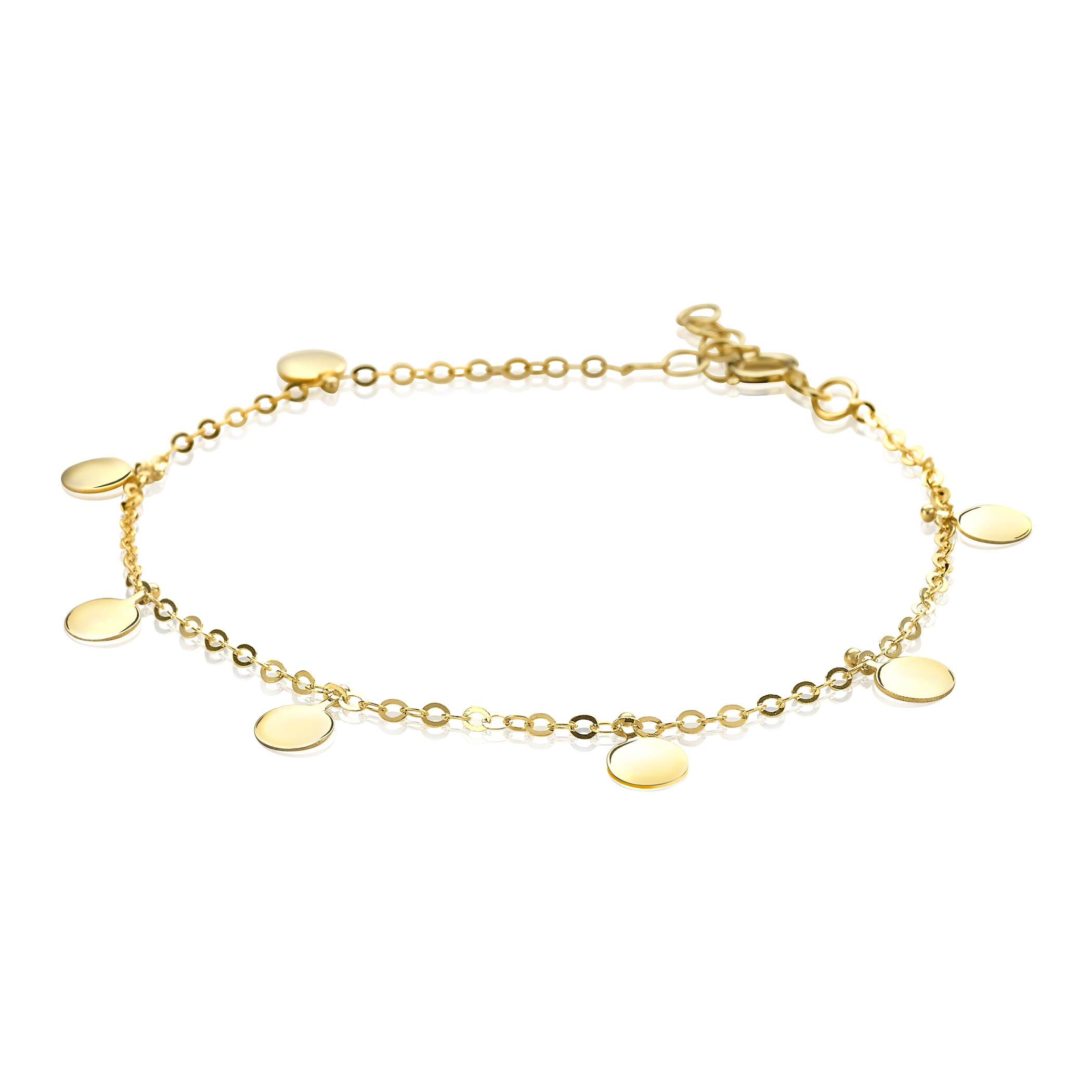 ZINZI 14 Karat Gold Armband runde Plättchen ZGA167