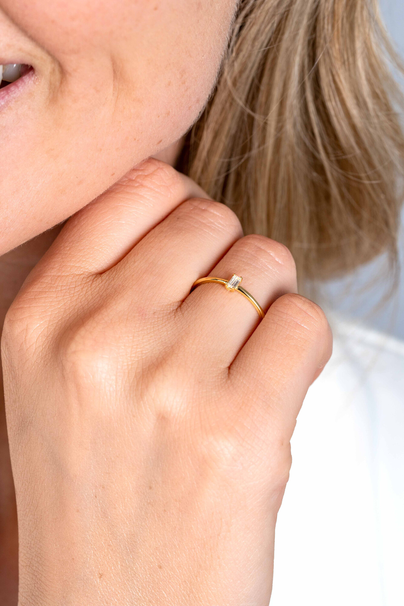 ZINZI Gold ring  met baquette zirconia mt. 54