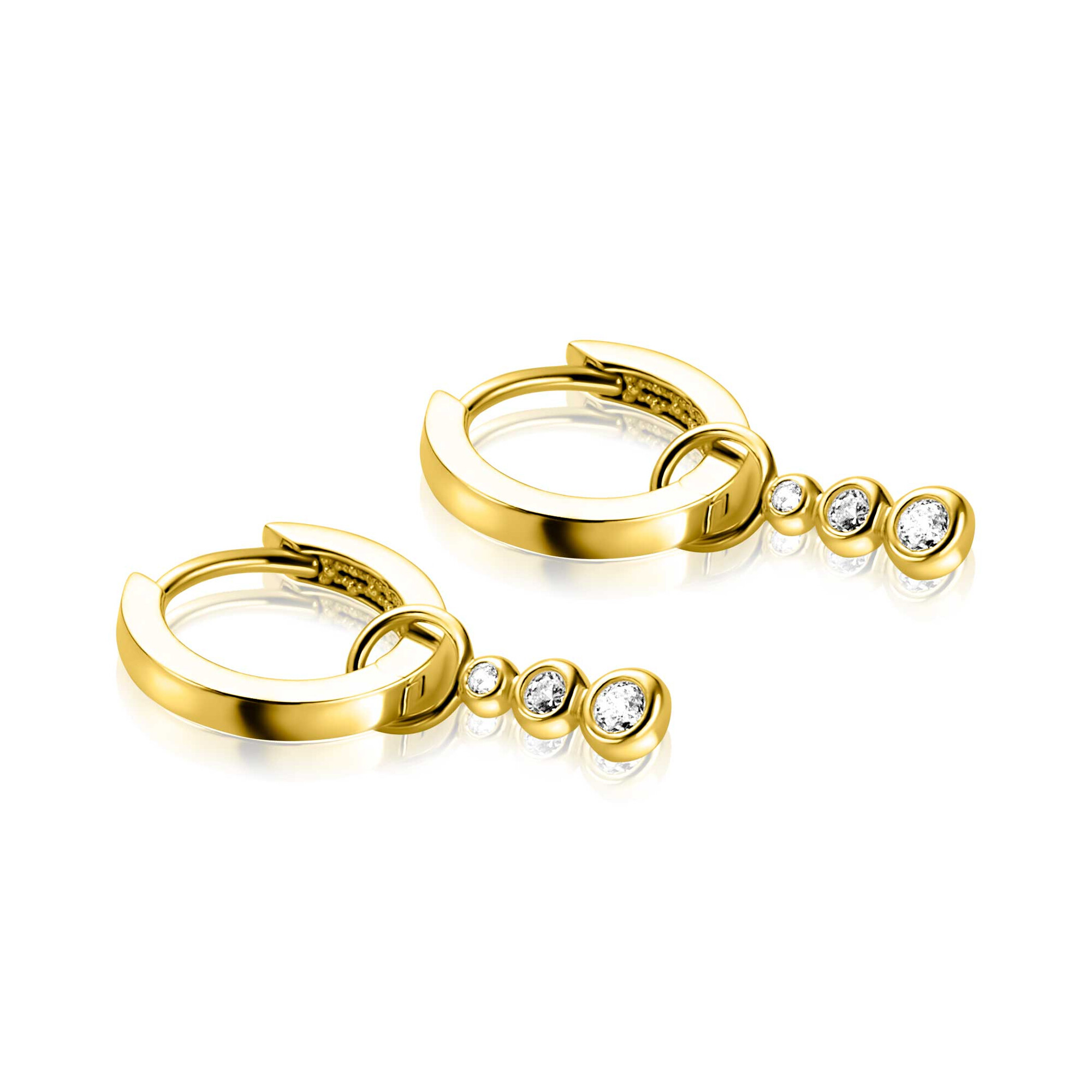 ZINZI GOLD oorbedels 3x zirc.aflopend in kastje