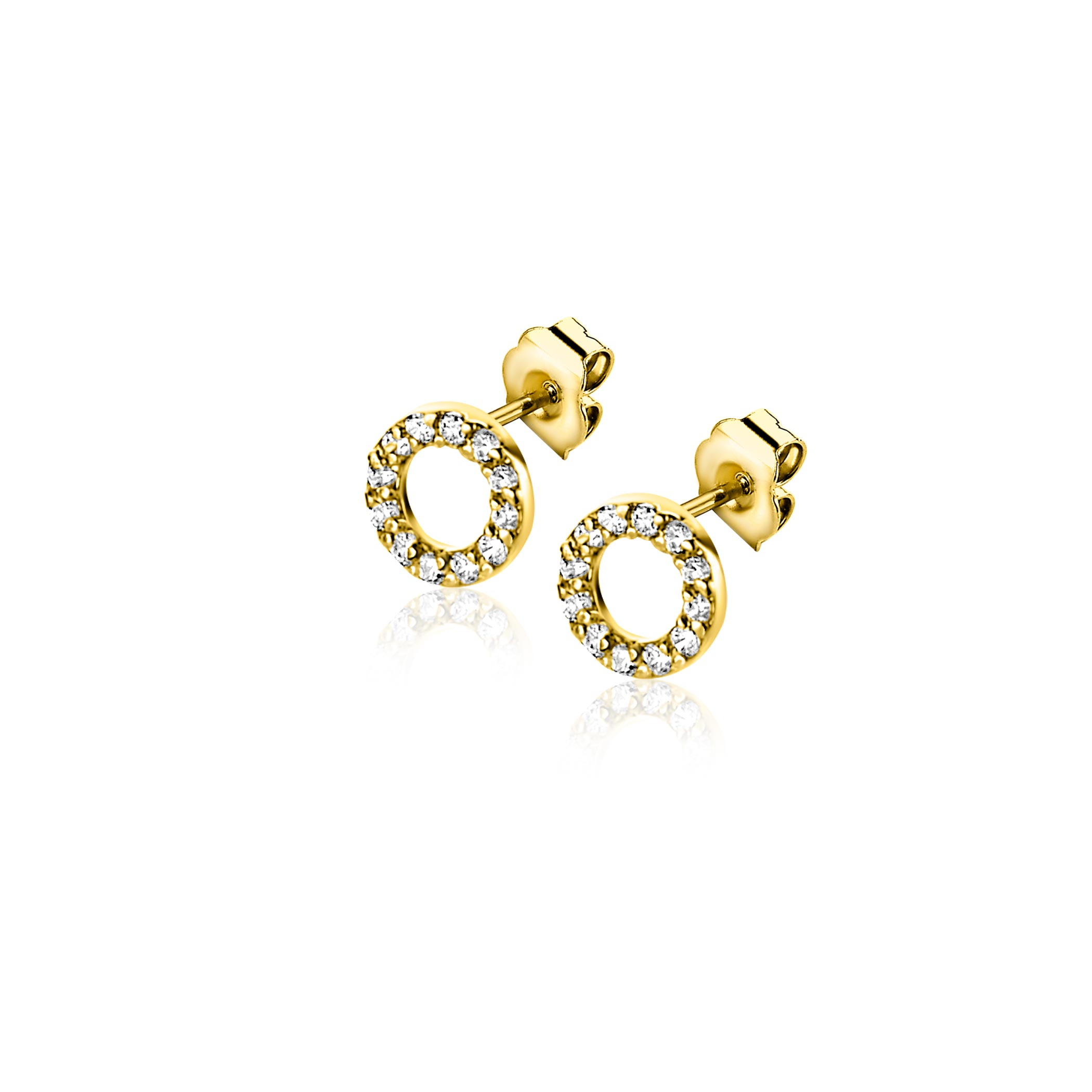 ZINZI GOLD oorknopjes rond open zirconia's 5.5mm