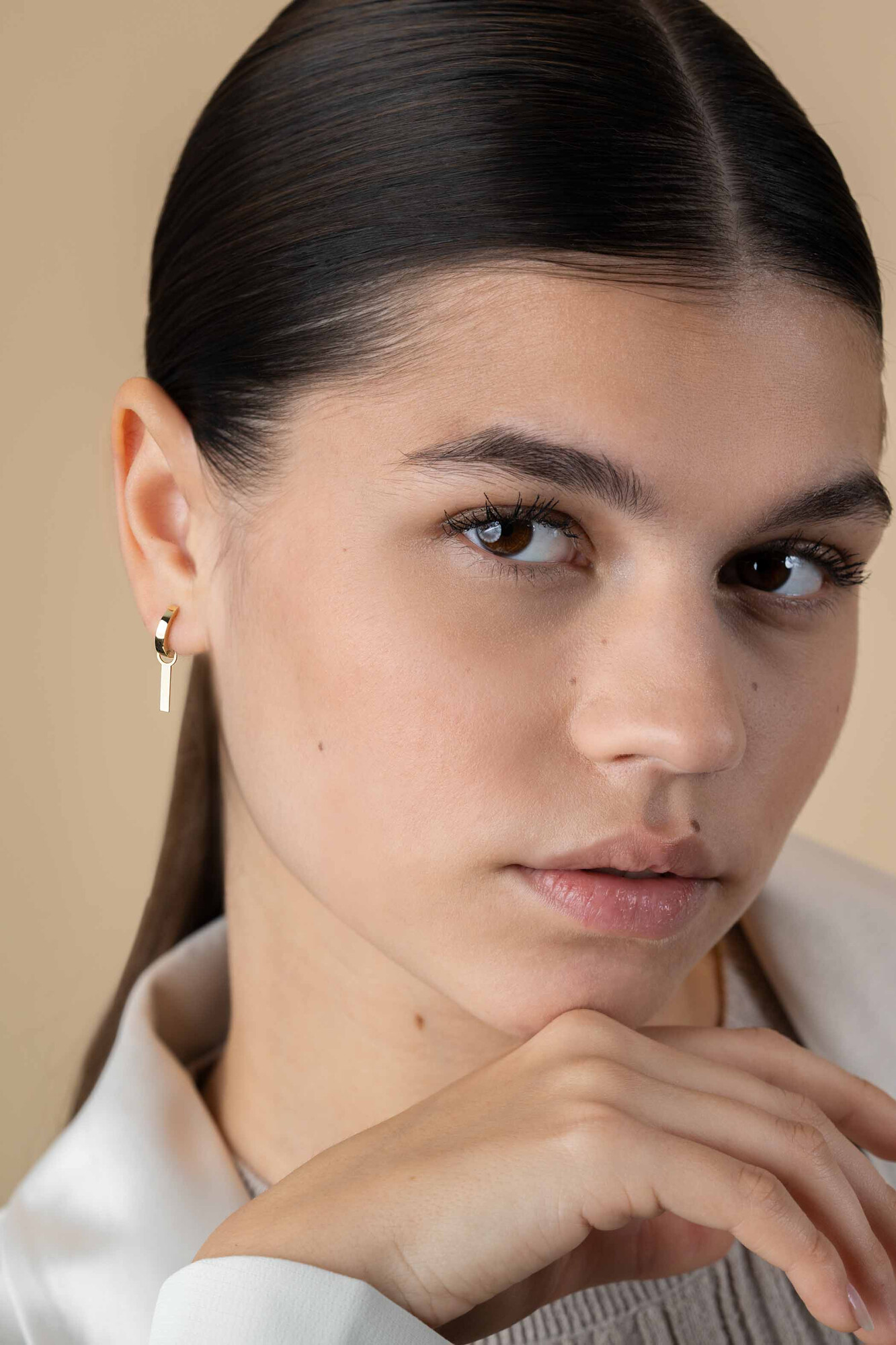 ZINZI GOLD oorbedels recht staafje plat