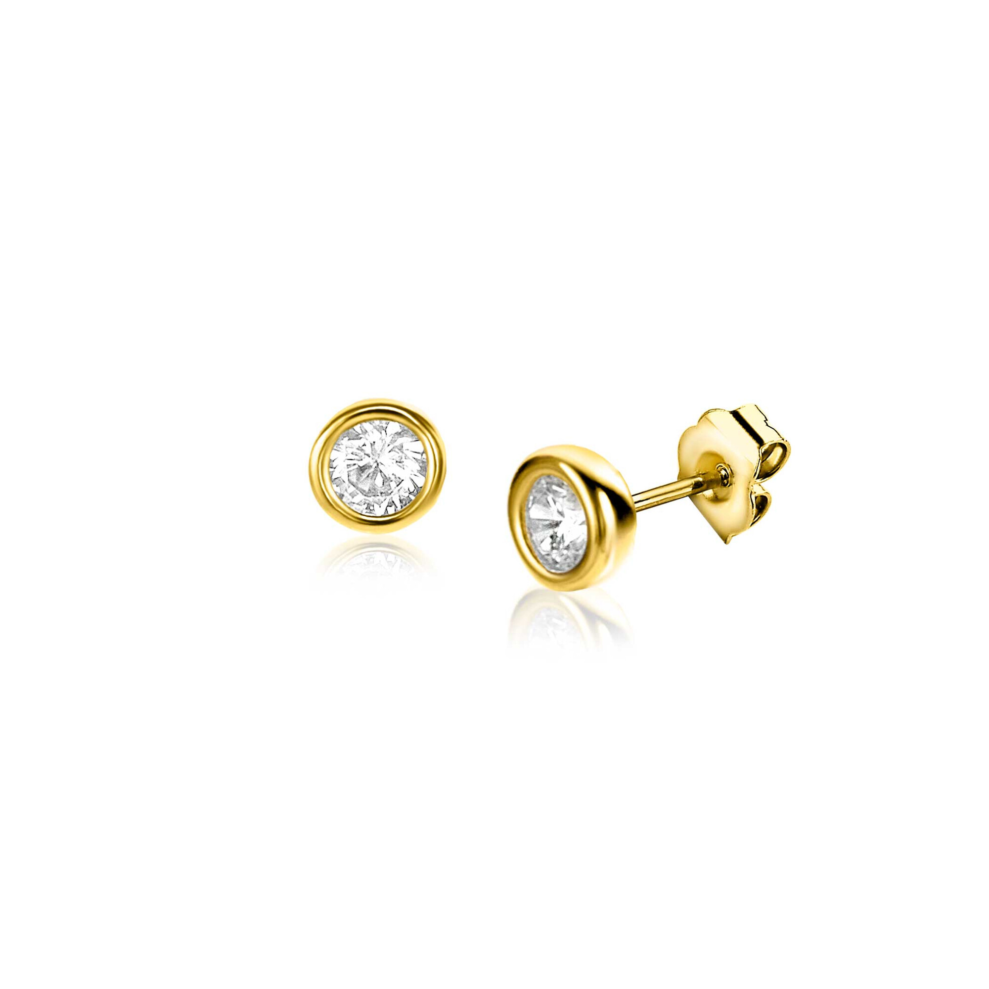 ZINZI GOLD oorknopjes in gladde zetting 4mm